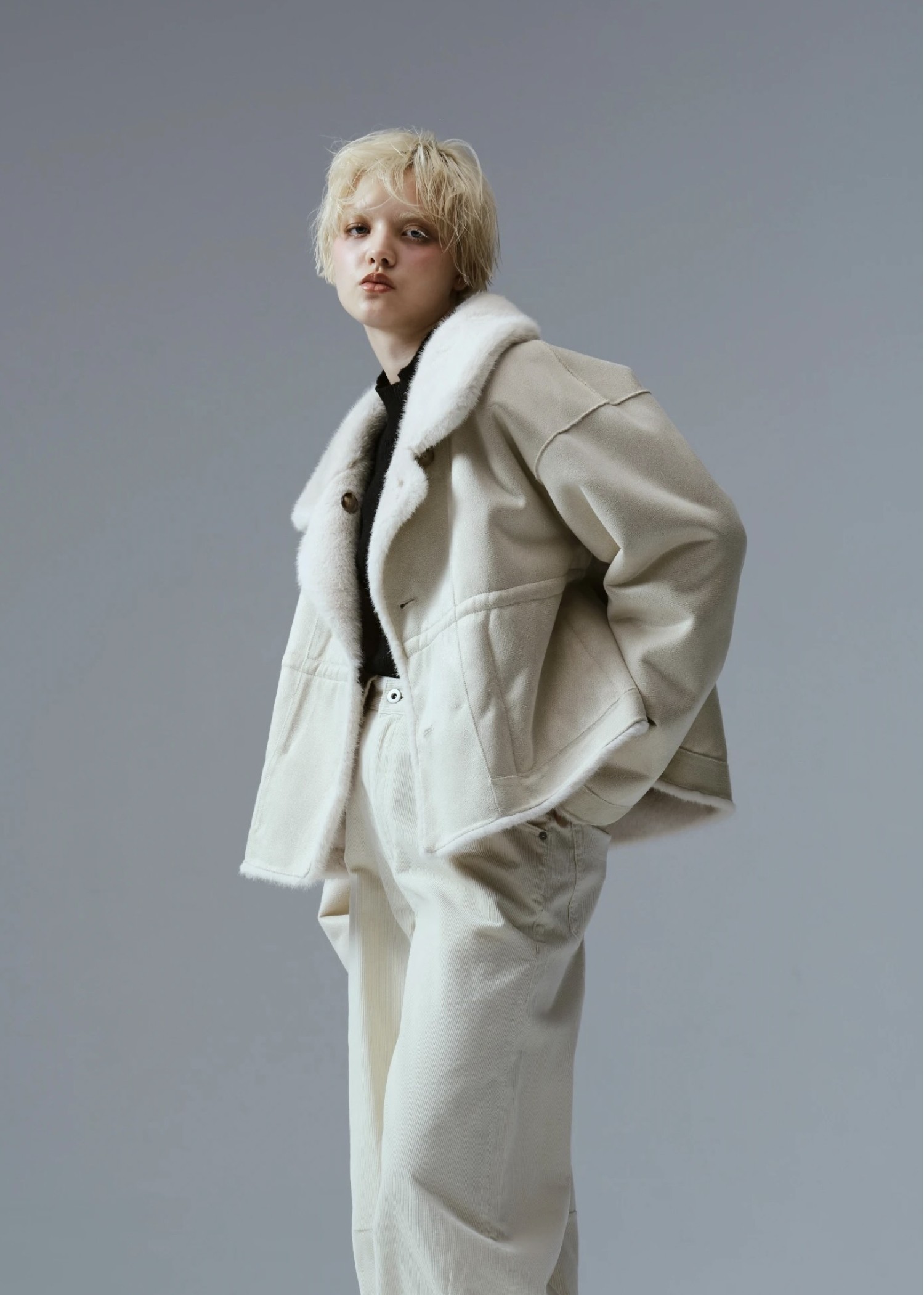reversible fur suede soutien collar JK/coat