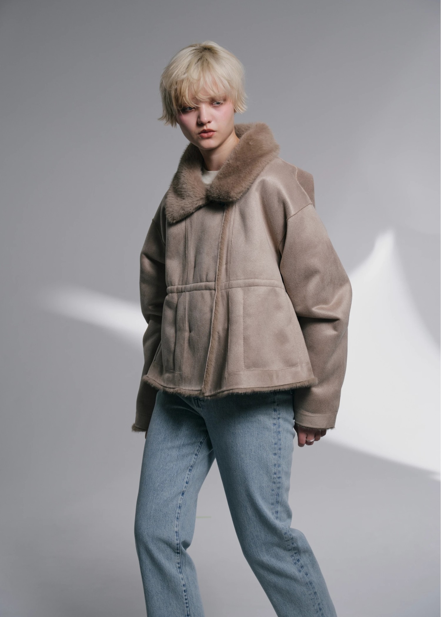 reversible fur suede soutien collar JK/coat