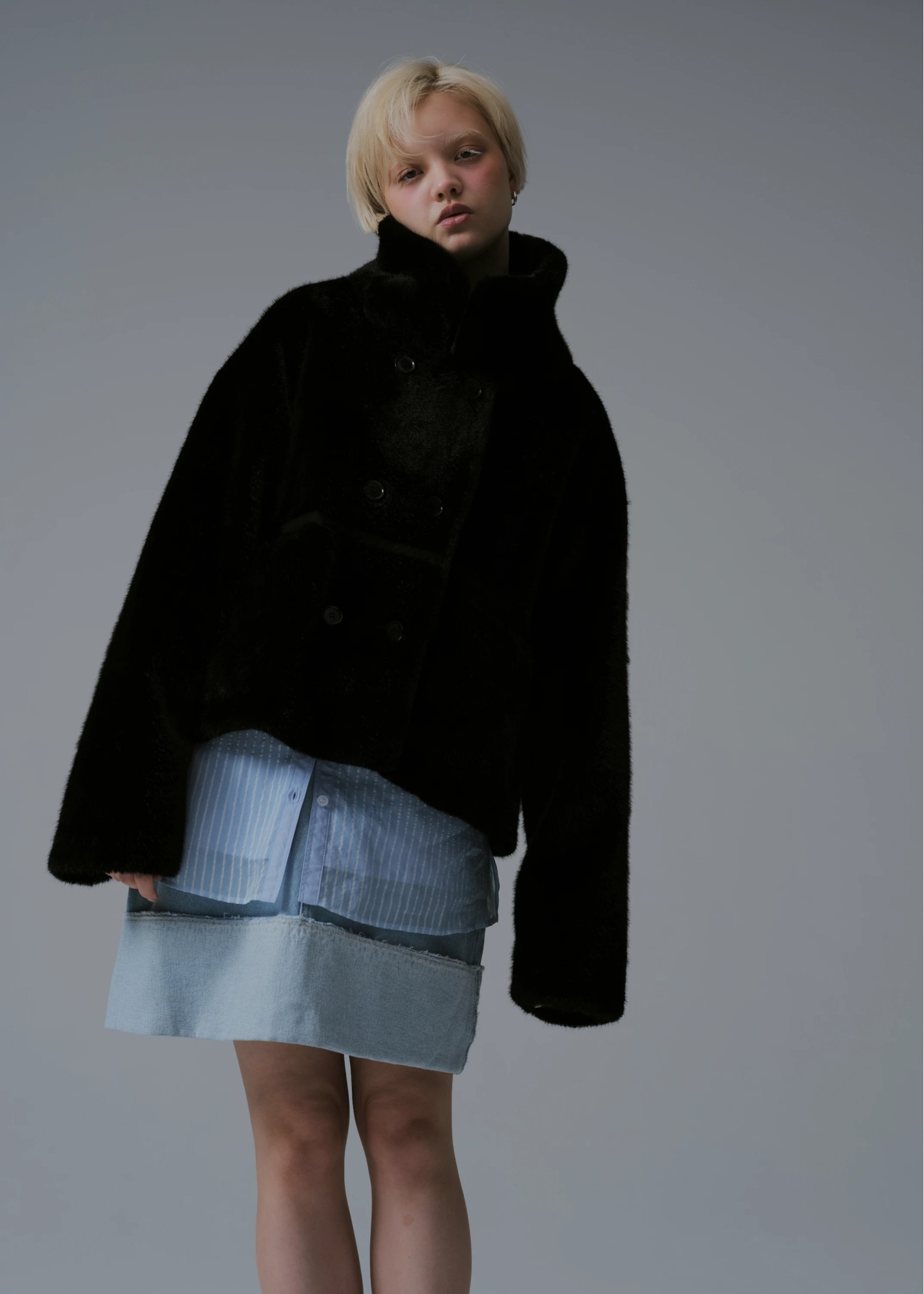 reversible fur suede soutien collar JK/coat