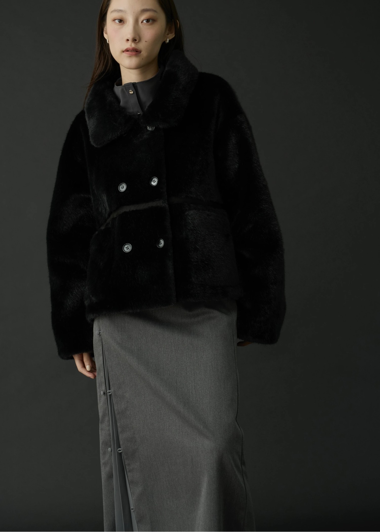 reversible fur suede soutien collar JK/coat