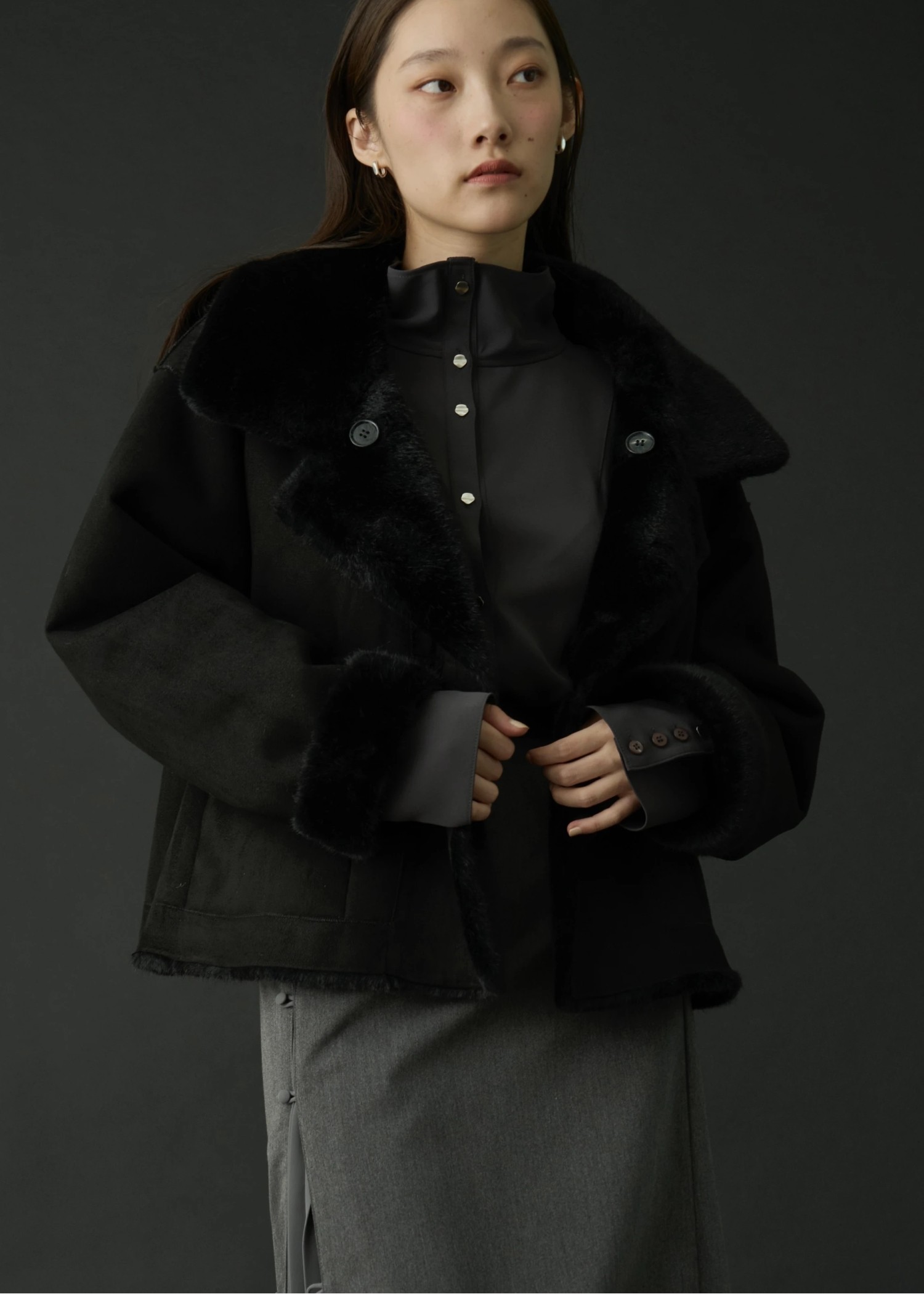 reversible fur suede soutien collar JK/coat