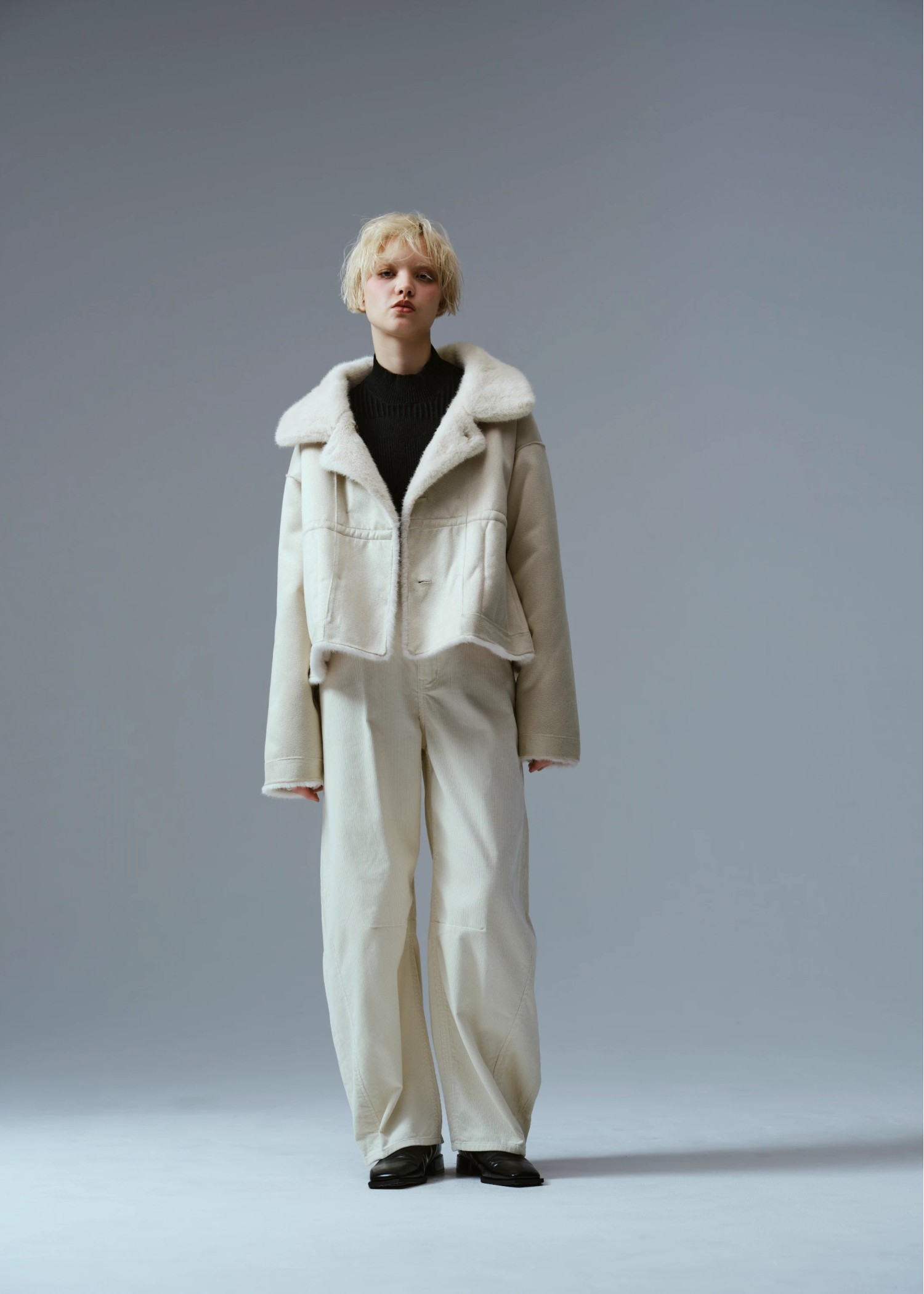 reversible fur suede soutien collar JK/coat