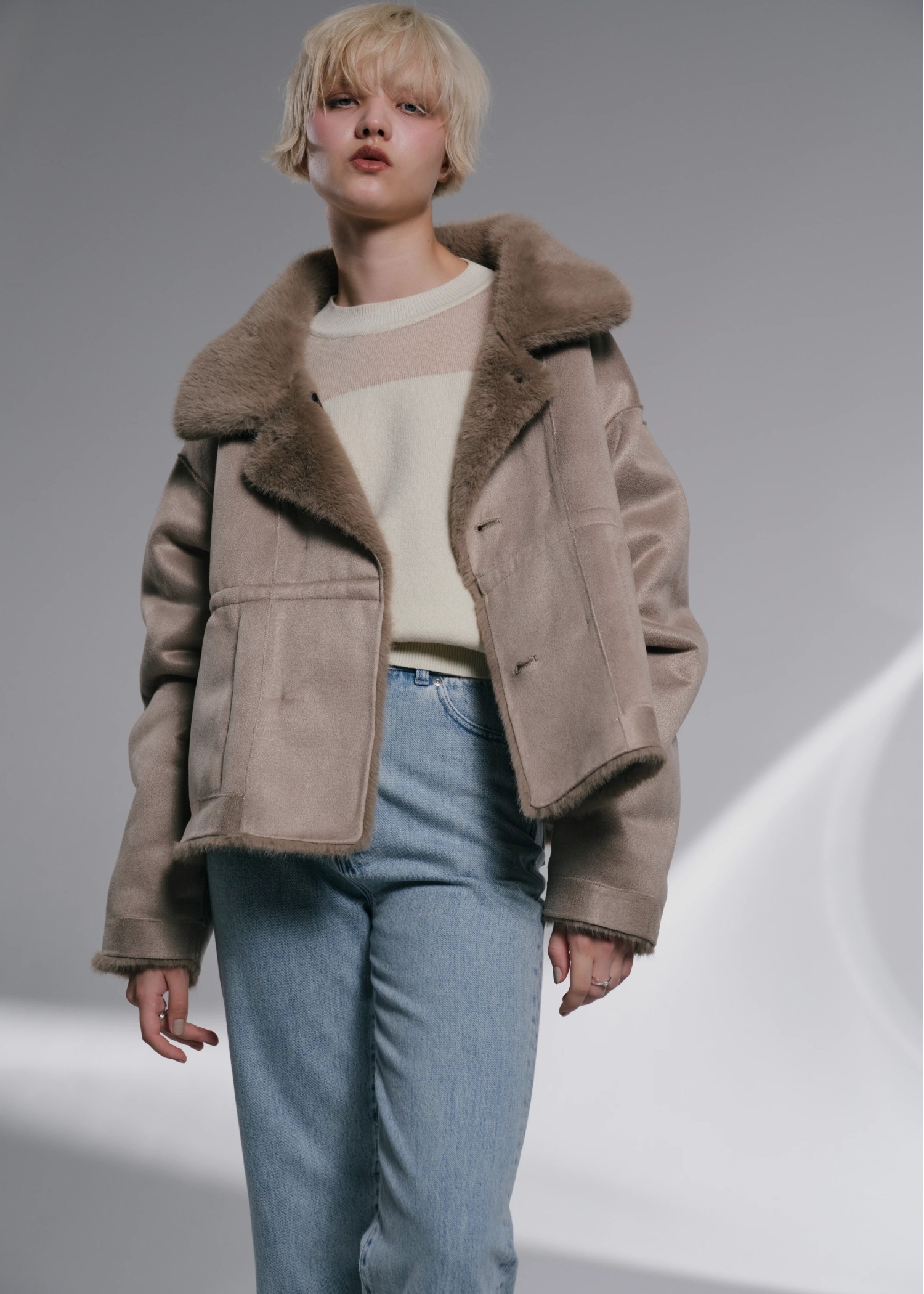 reversible fur suede soutien collar JK/coat