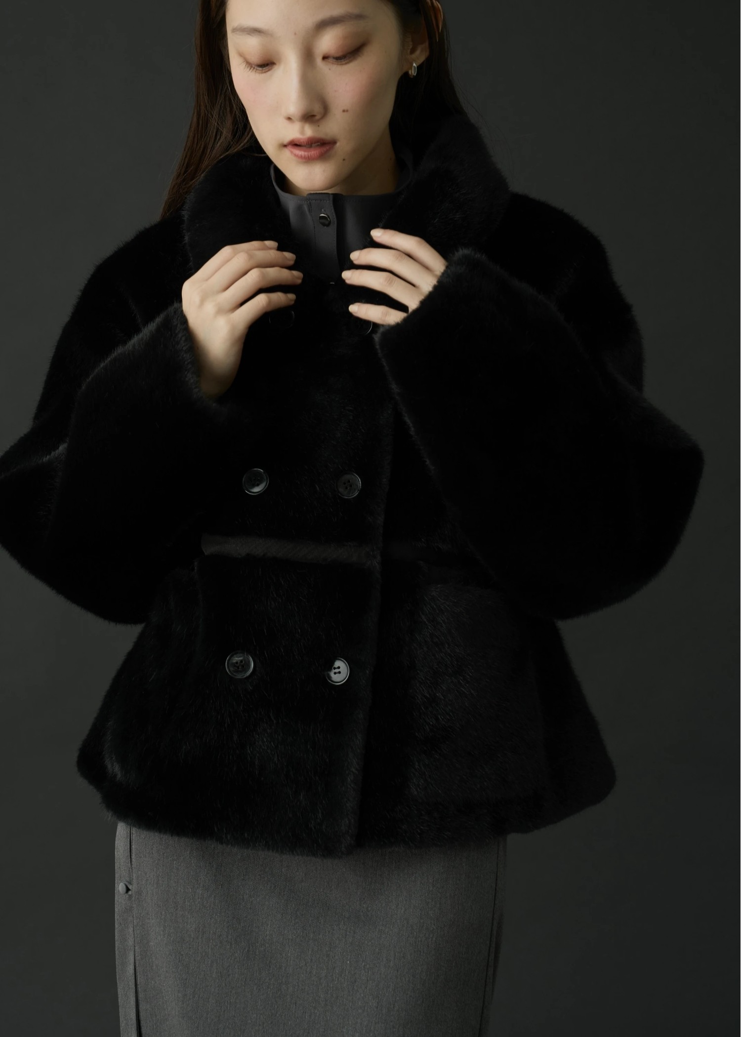 reversible fur suede soutien collar JK/coat