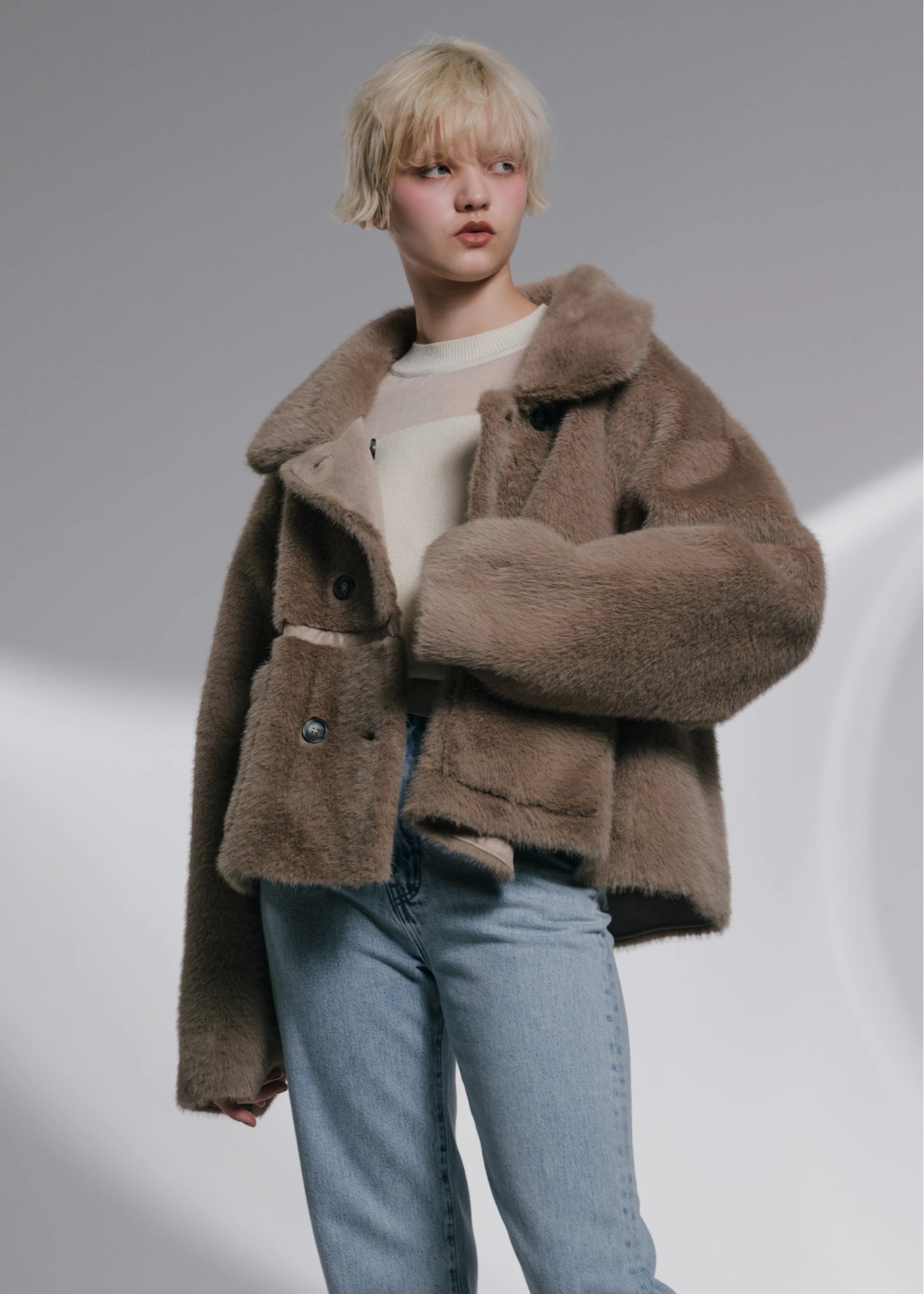 reversible fur suede soutien collar JK/coat