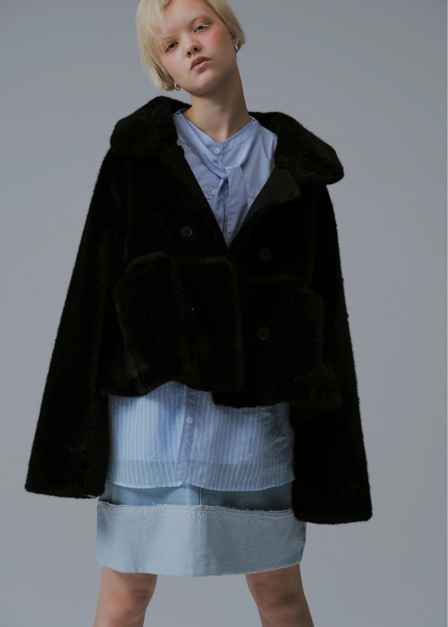 reversible fur suede soutien collar JK/coat