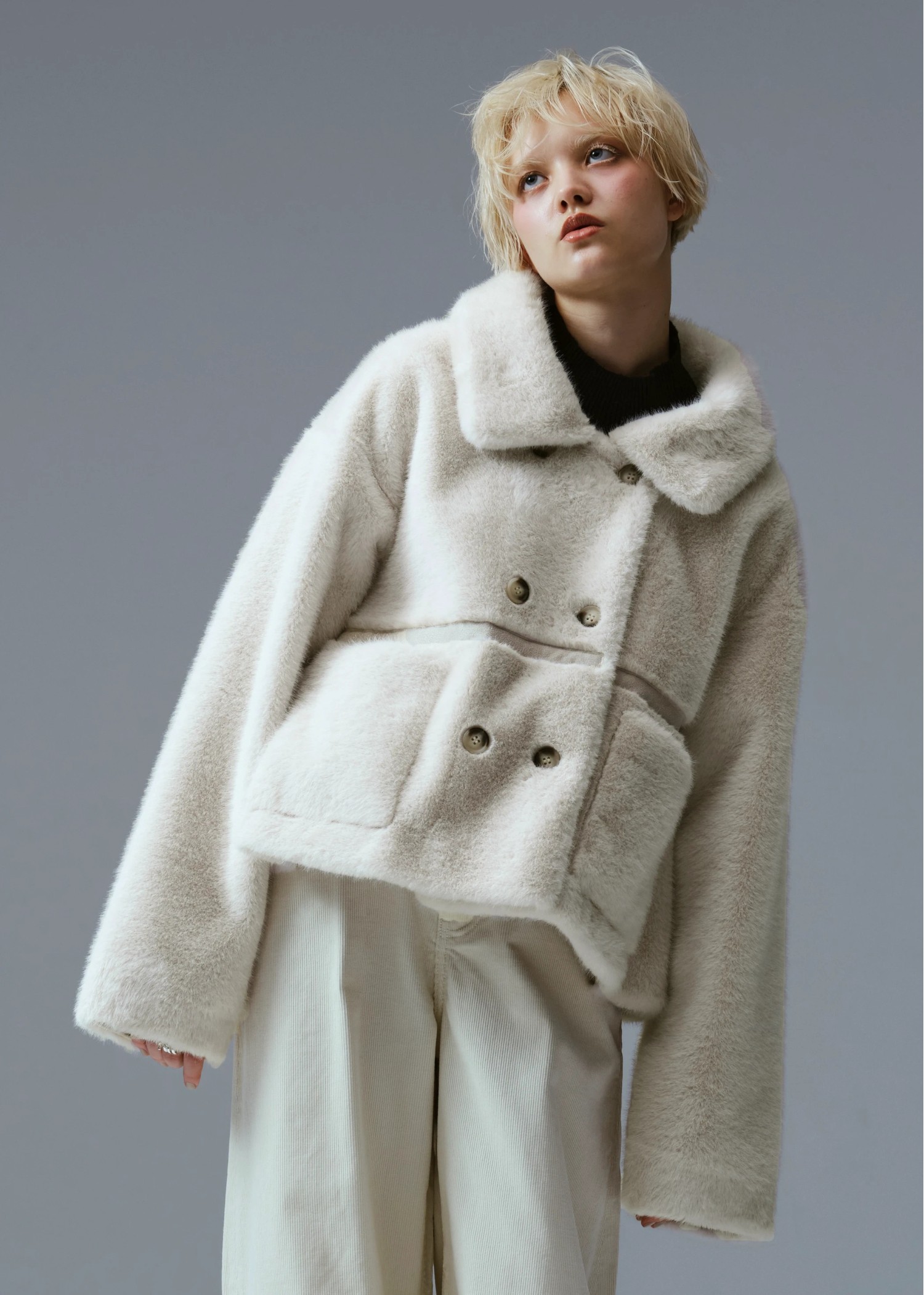 reversible fur suede soutien collar JK/coat