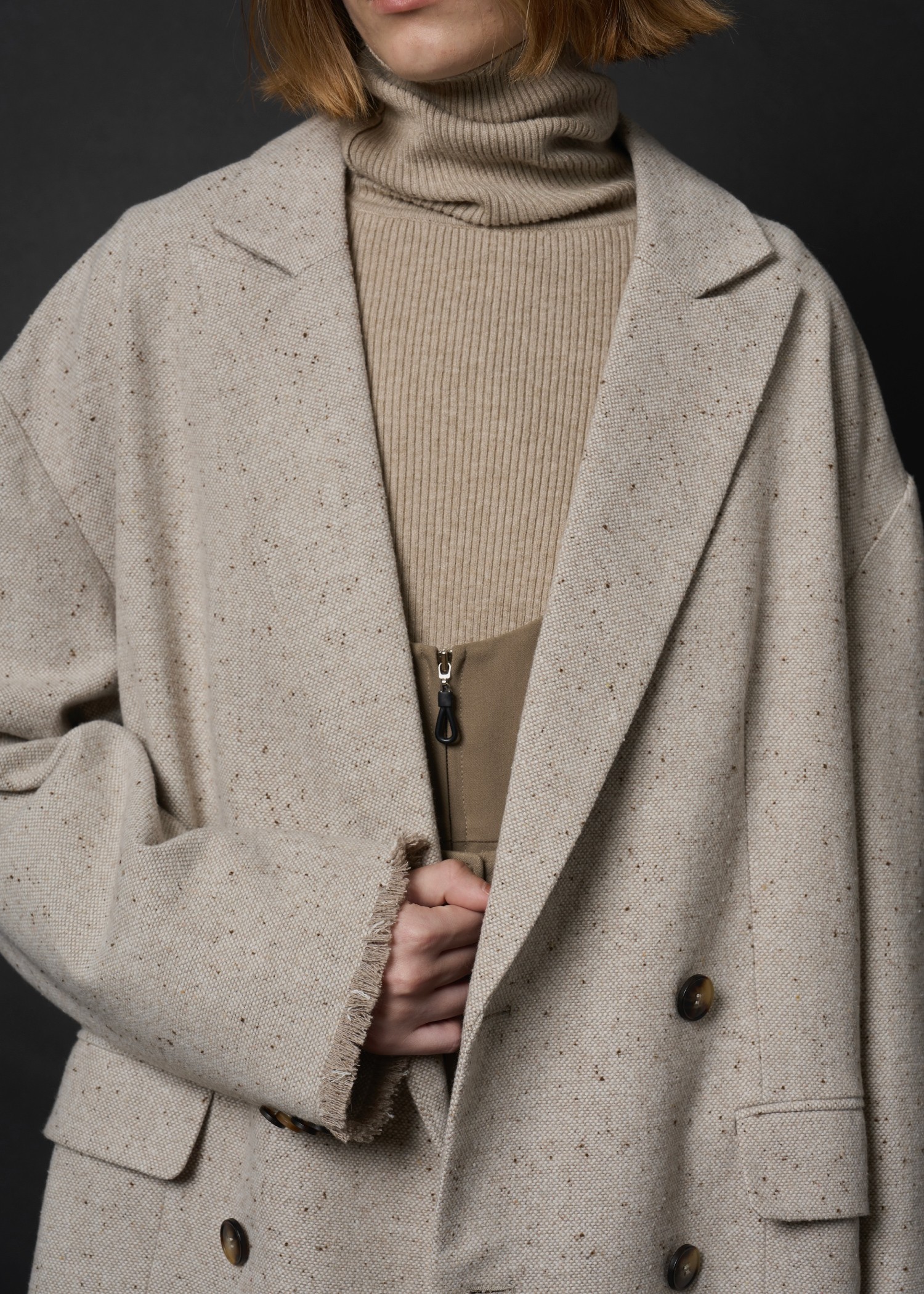 fringe material variation peaked lapel JK