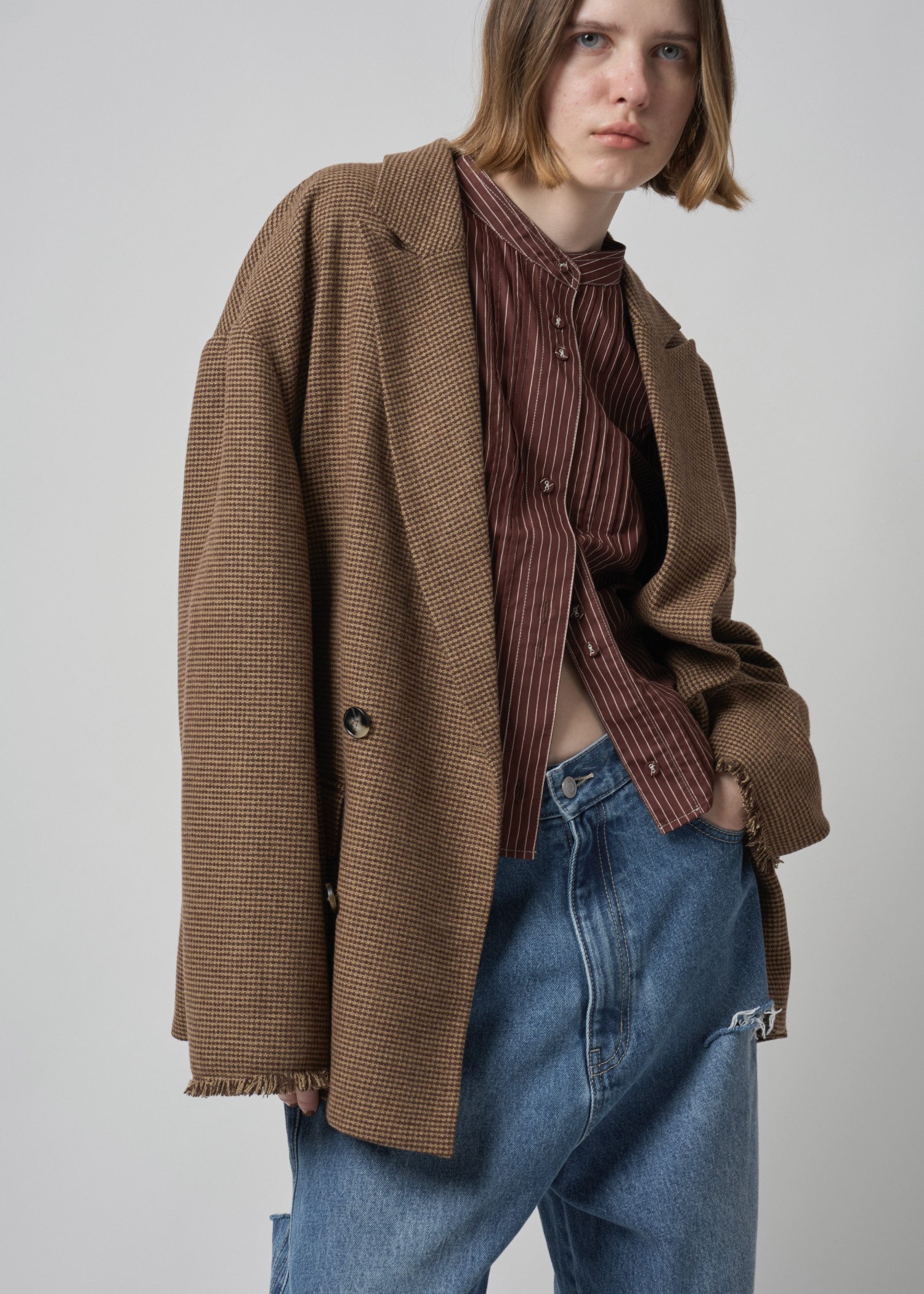 fringe material variation peaked lapel JK