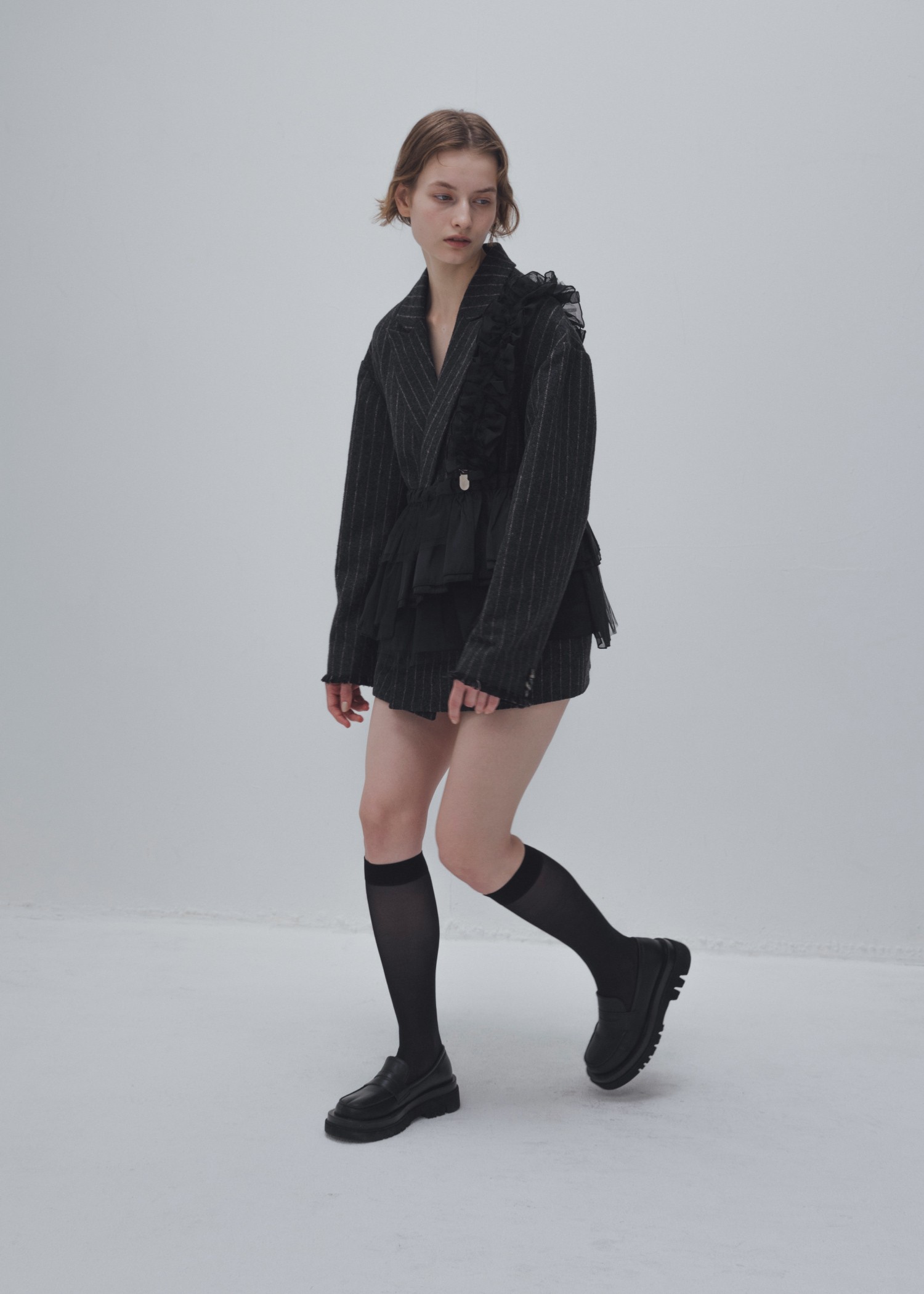 fringe material variation peaked lapel JK