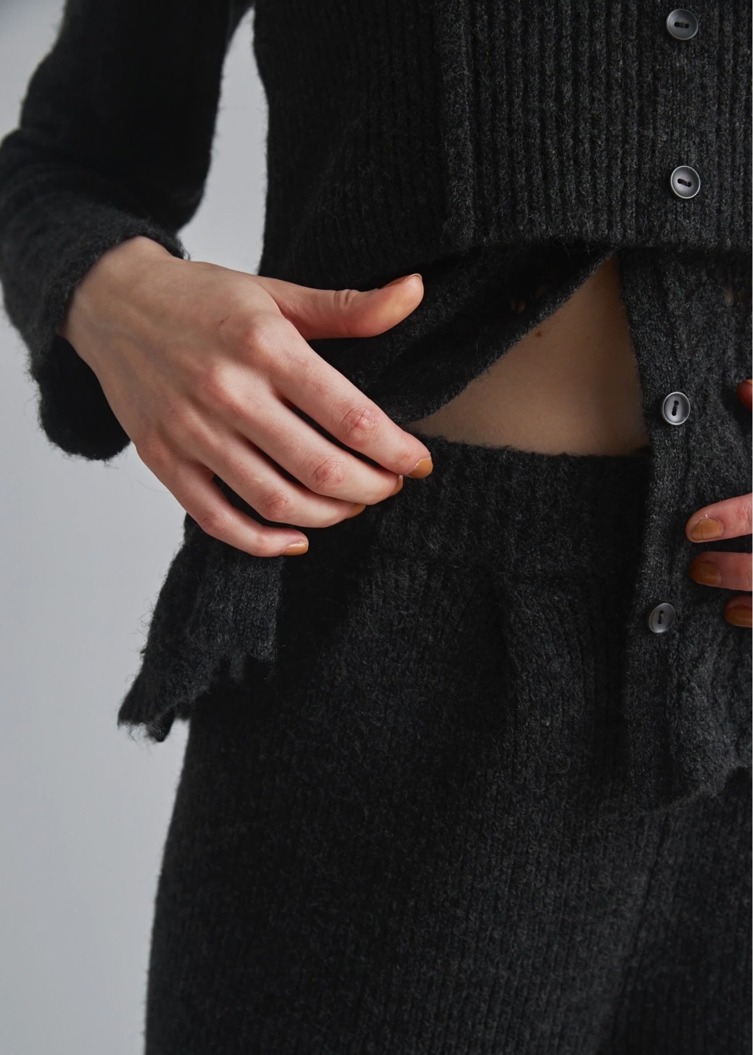 switching hem sheer crochet knit PT