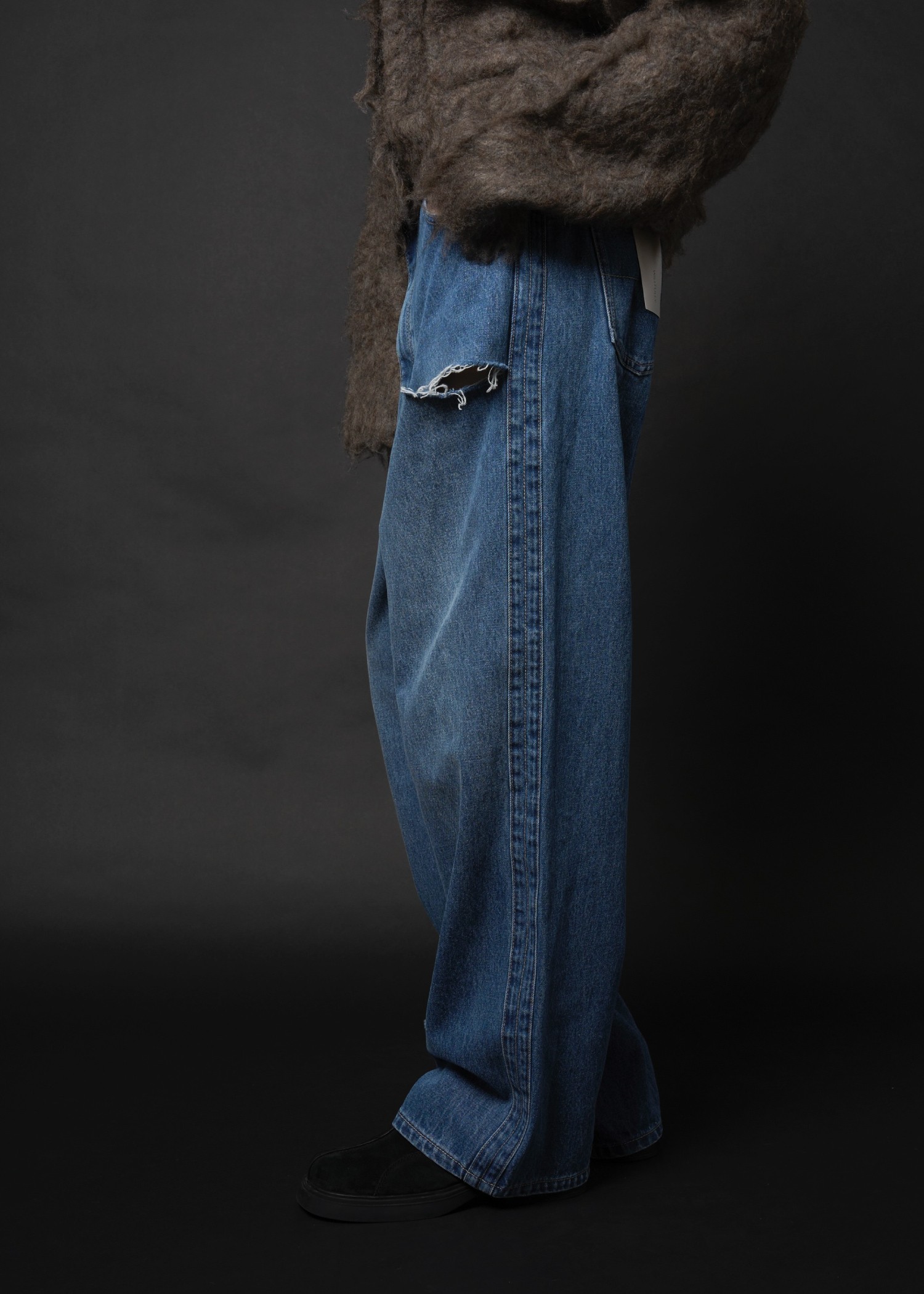 loose distressed effect denim PT