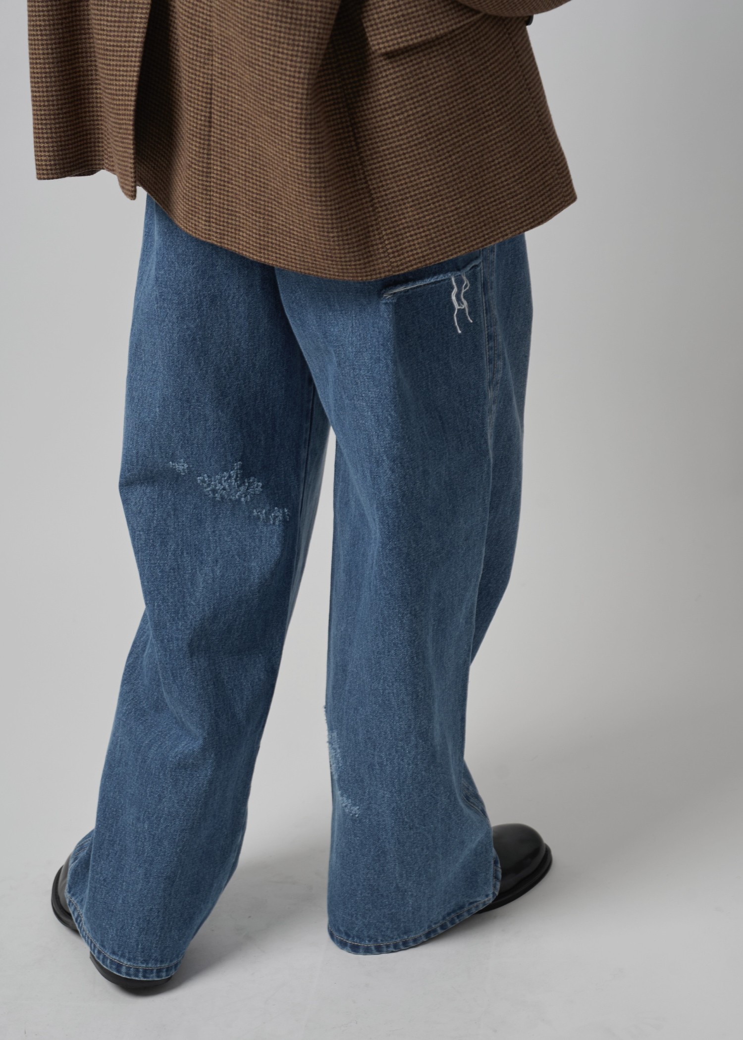 loose distressed effect denim PT