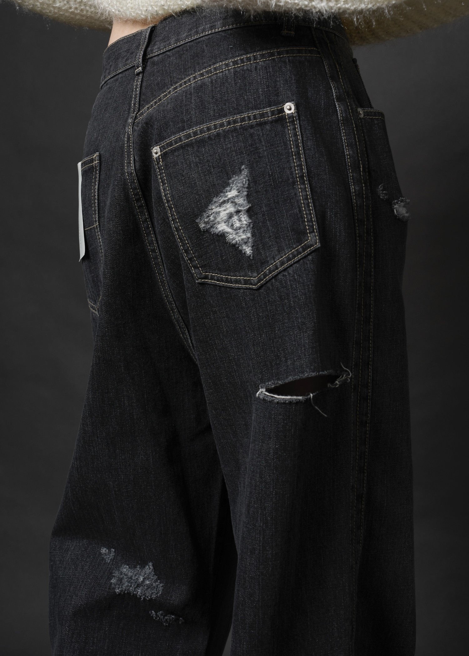 loose distressed effect denim PT