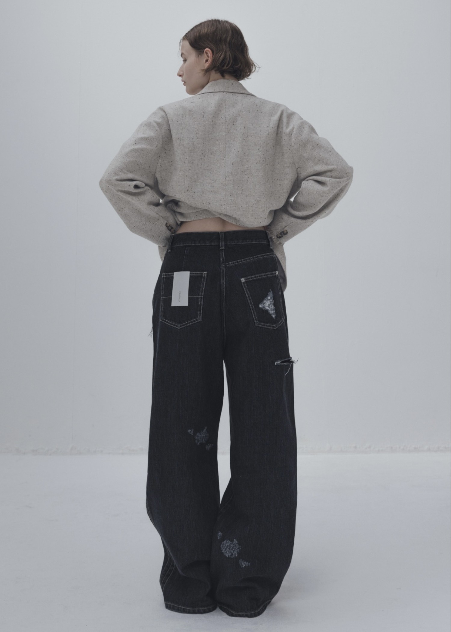 loose distressed effect denim PT