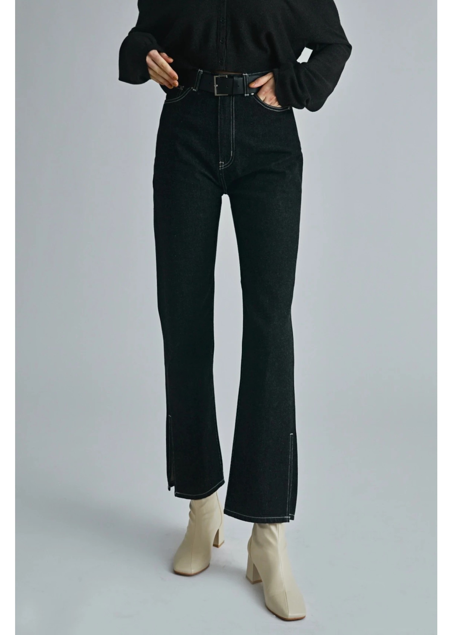 slit more high tuck design denim