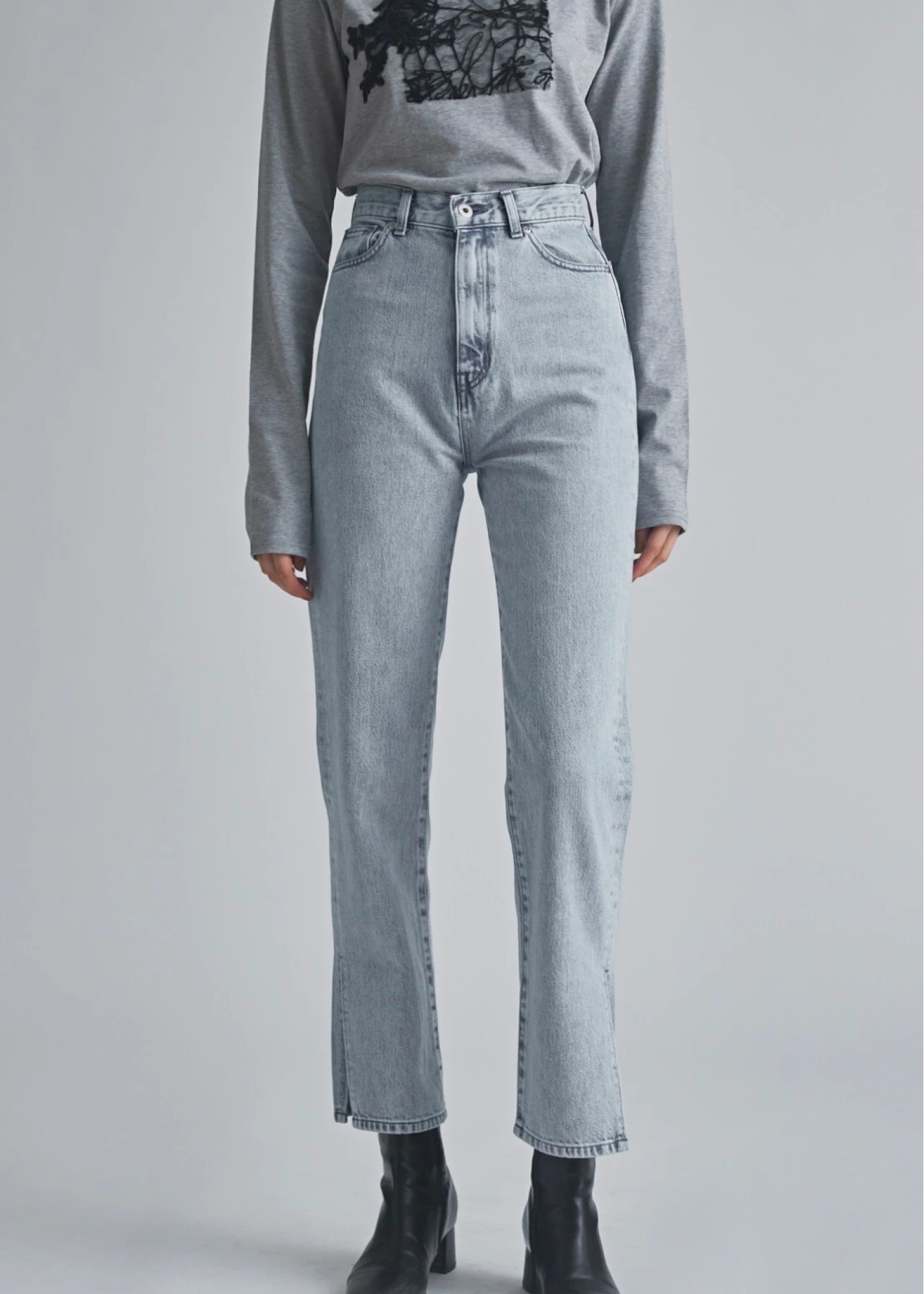 slit more high tuck design denim