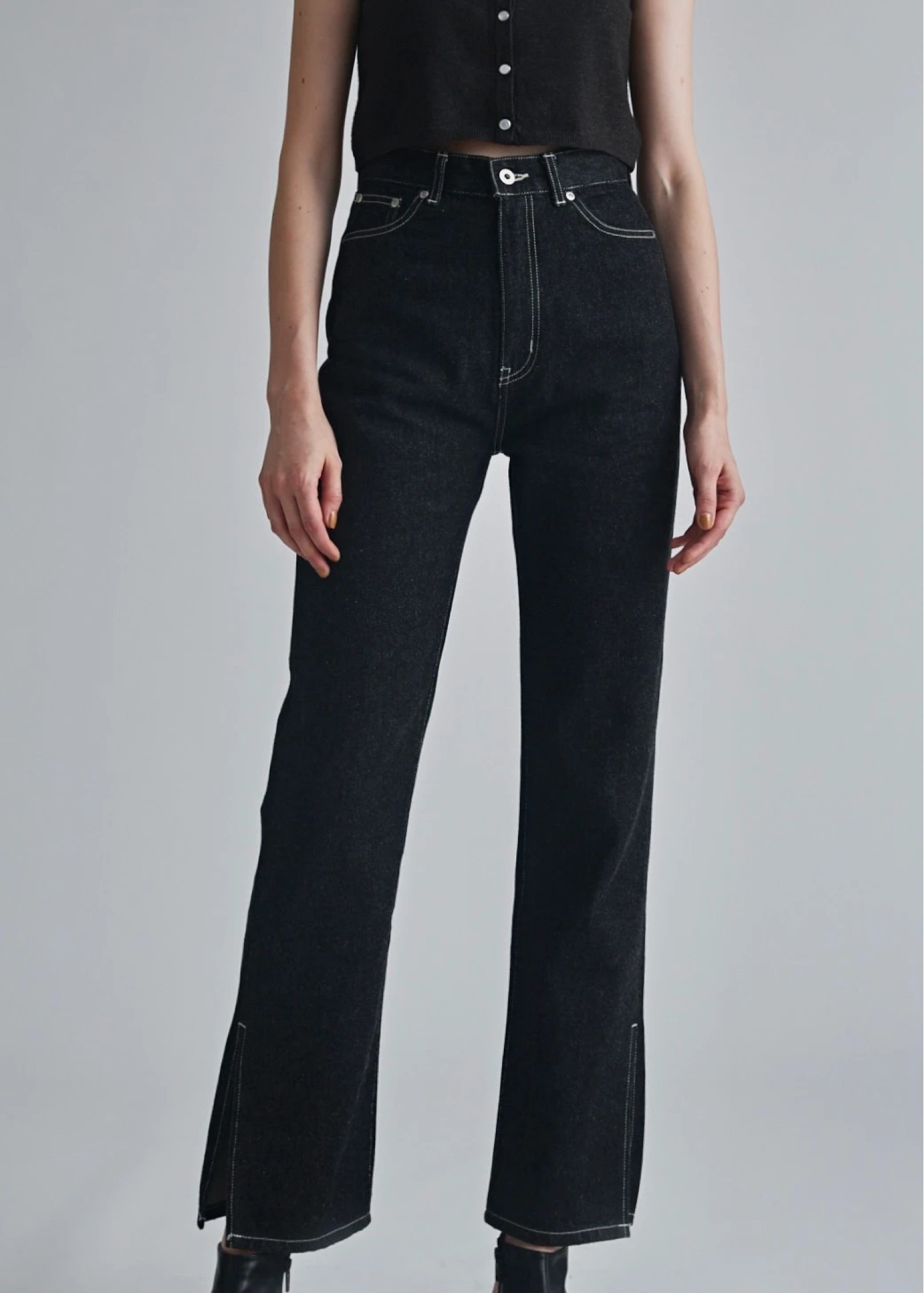 slit more high tuck design denim