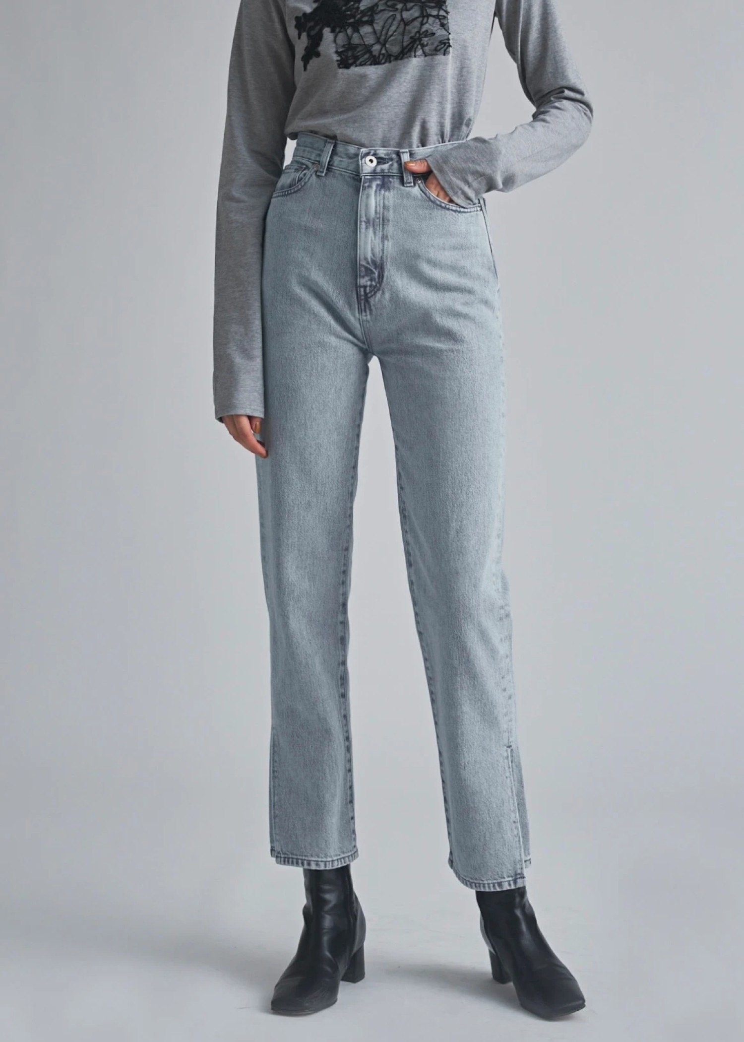 slit more high tuck design denim