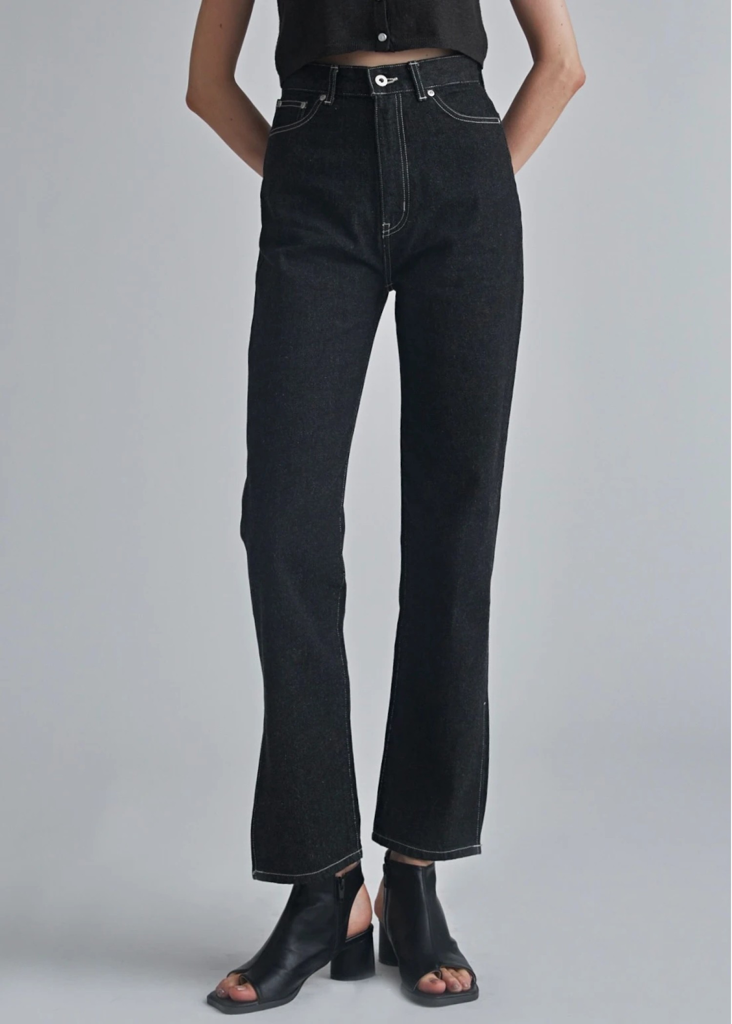slit more high tuck design denim