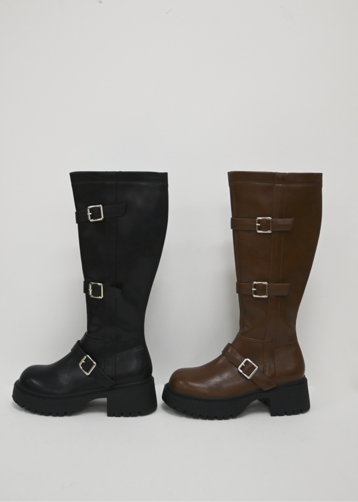 side buckle belt long boots