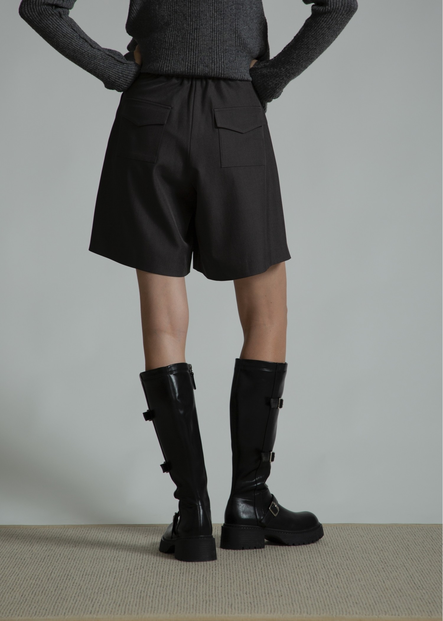 side buckle belt long boots