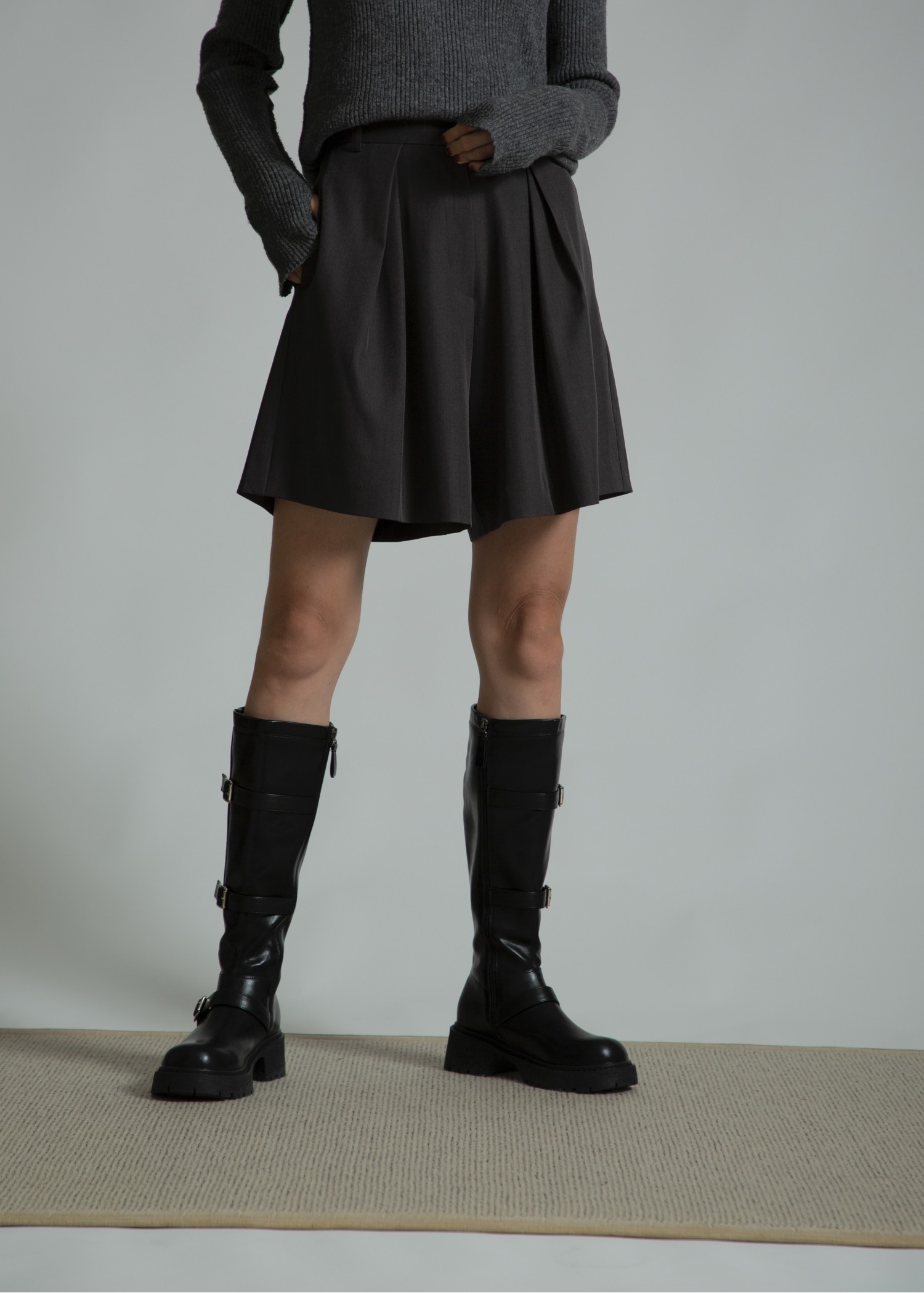 side buckle belt long boots