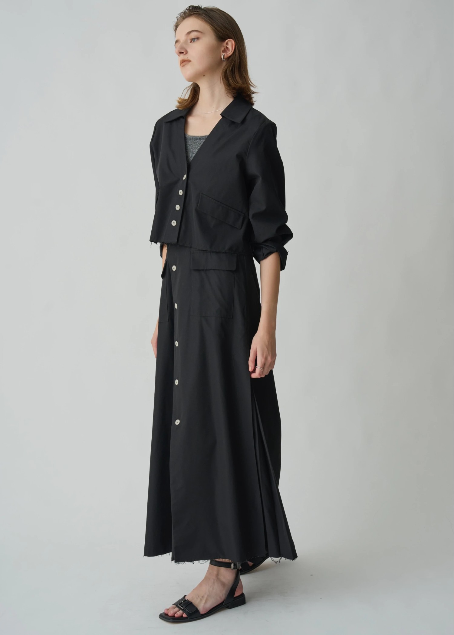 side box tuck wrap flare bi color button SK