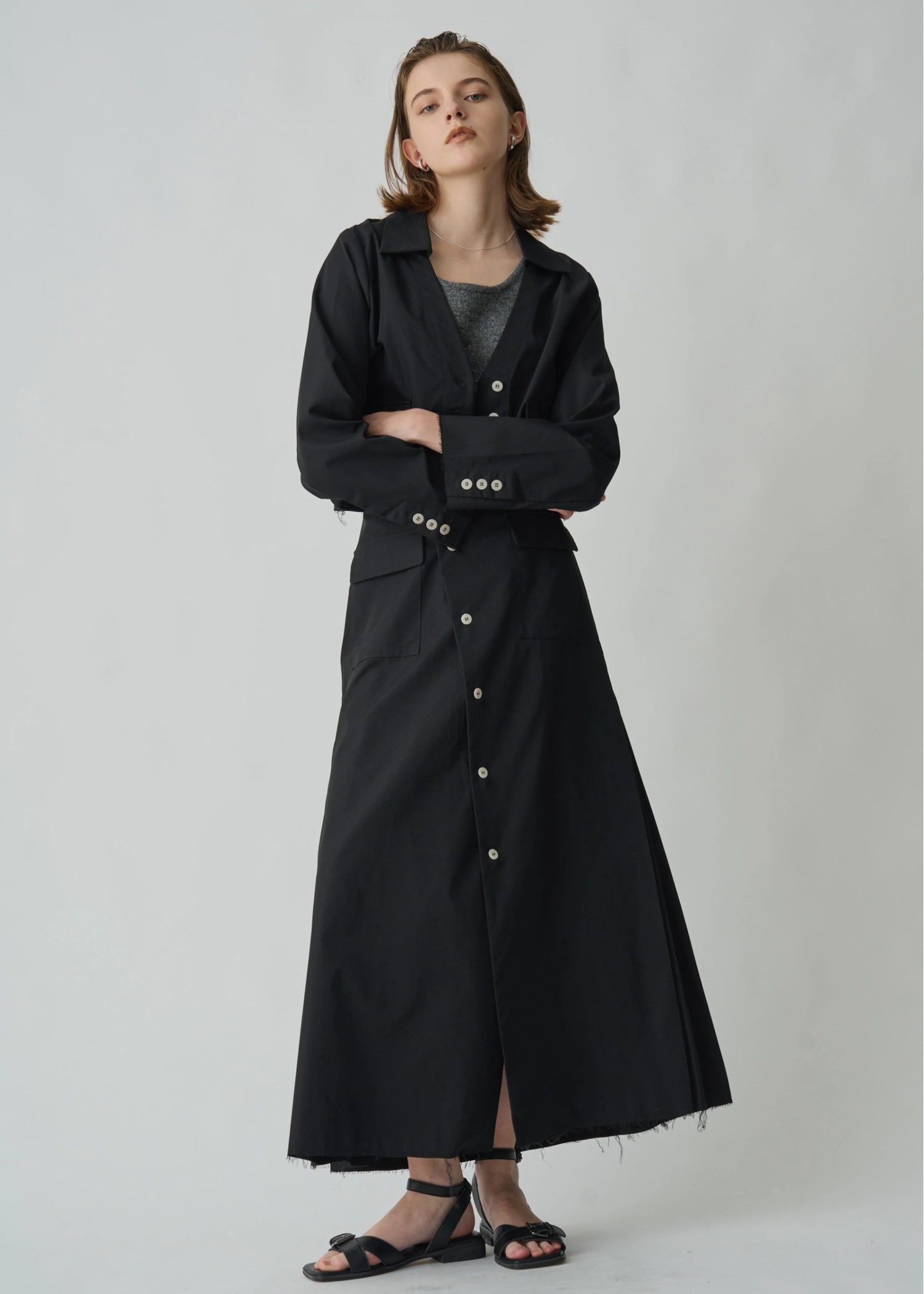 side box tuck wrap flare bi color button SK