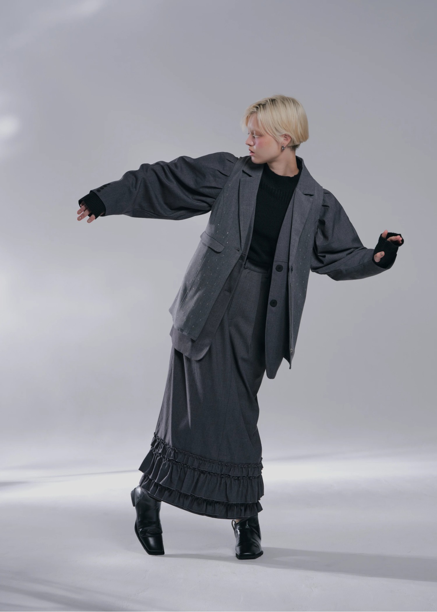 hem frill tuck pencil SK