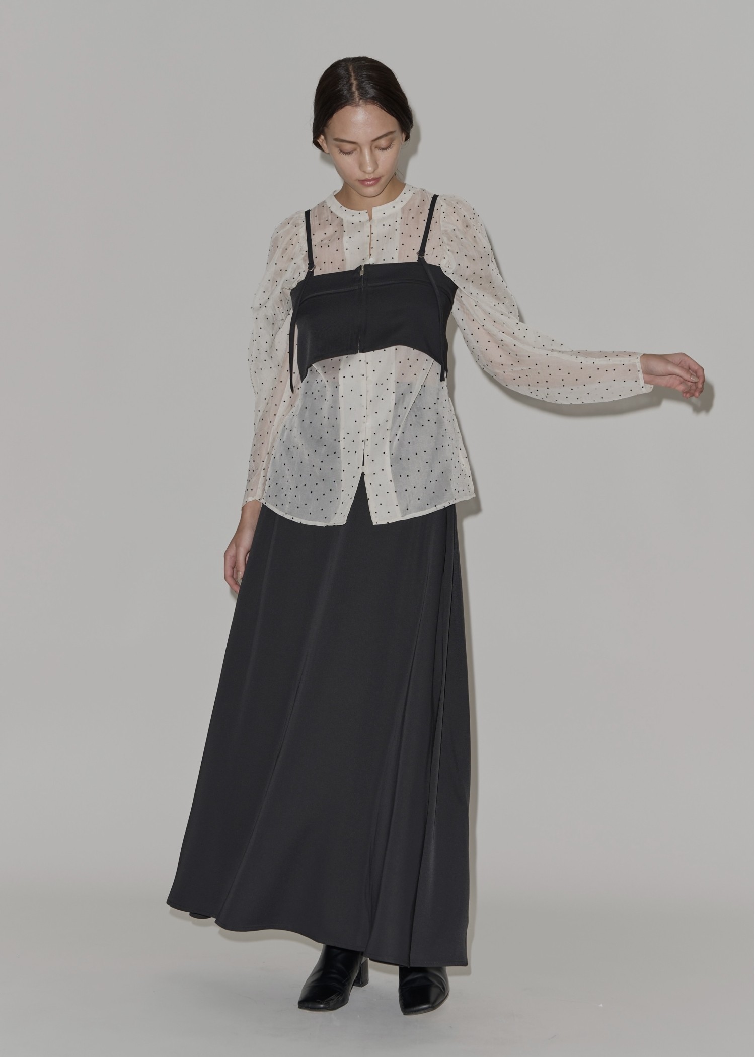 georgette bustier & side tuck skirt SET UP