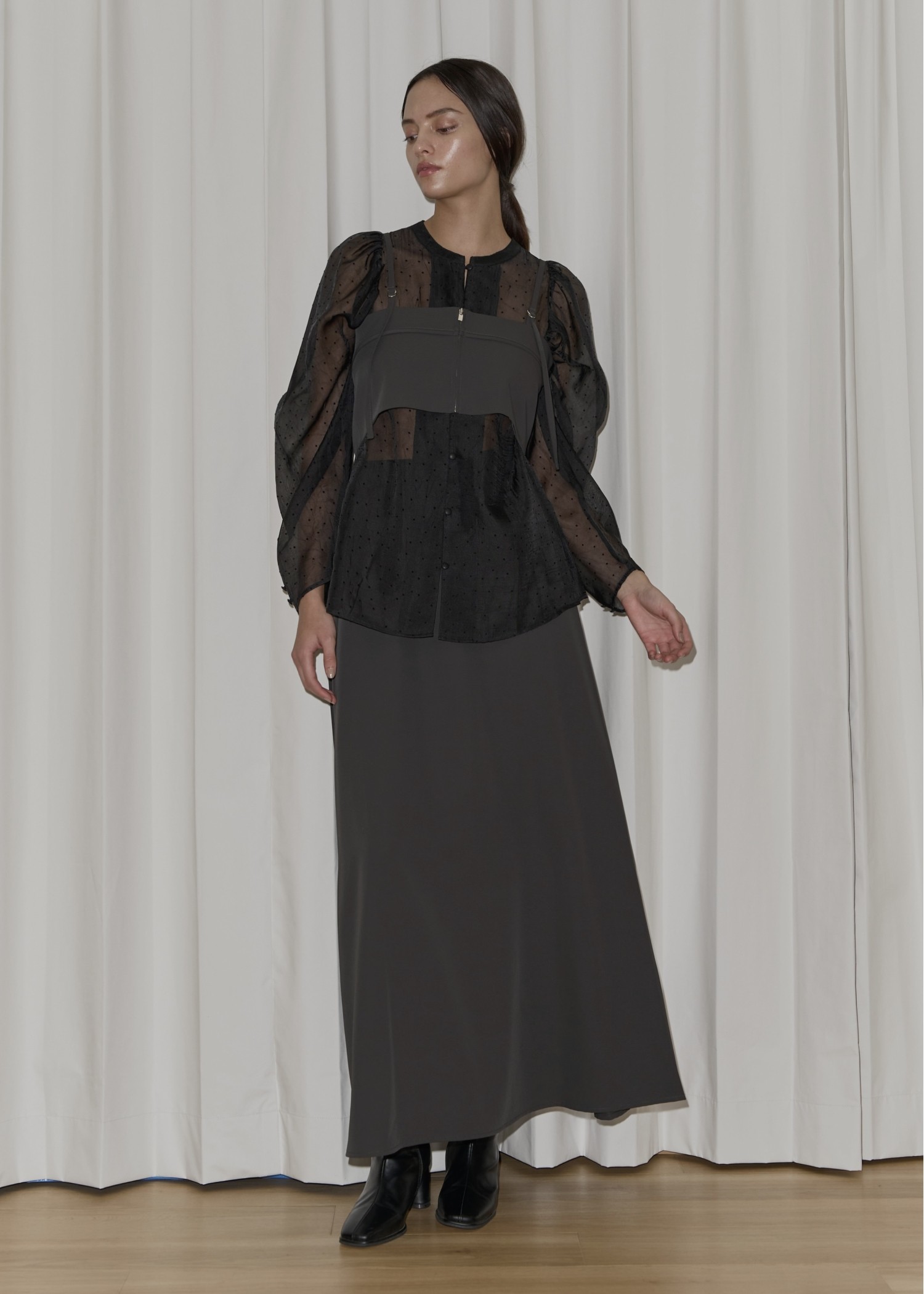 georgette bustier & side tuck skirt SET UP