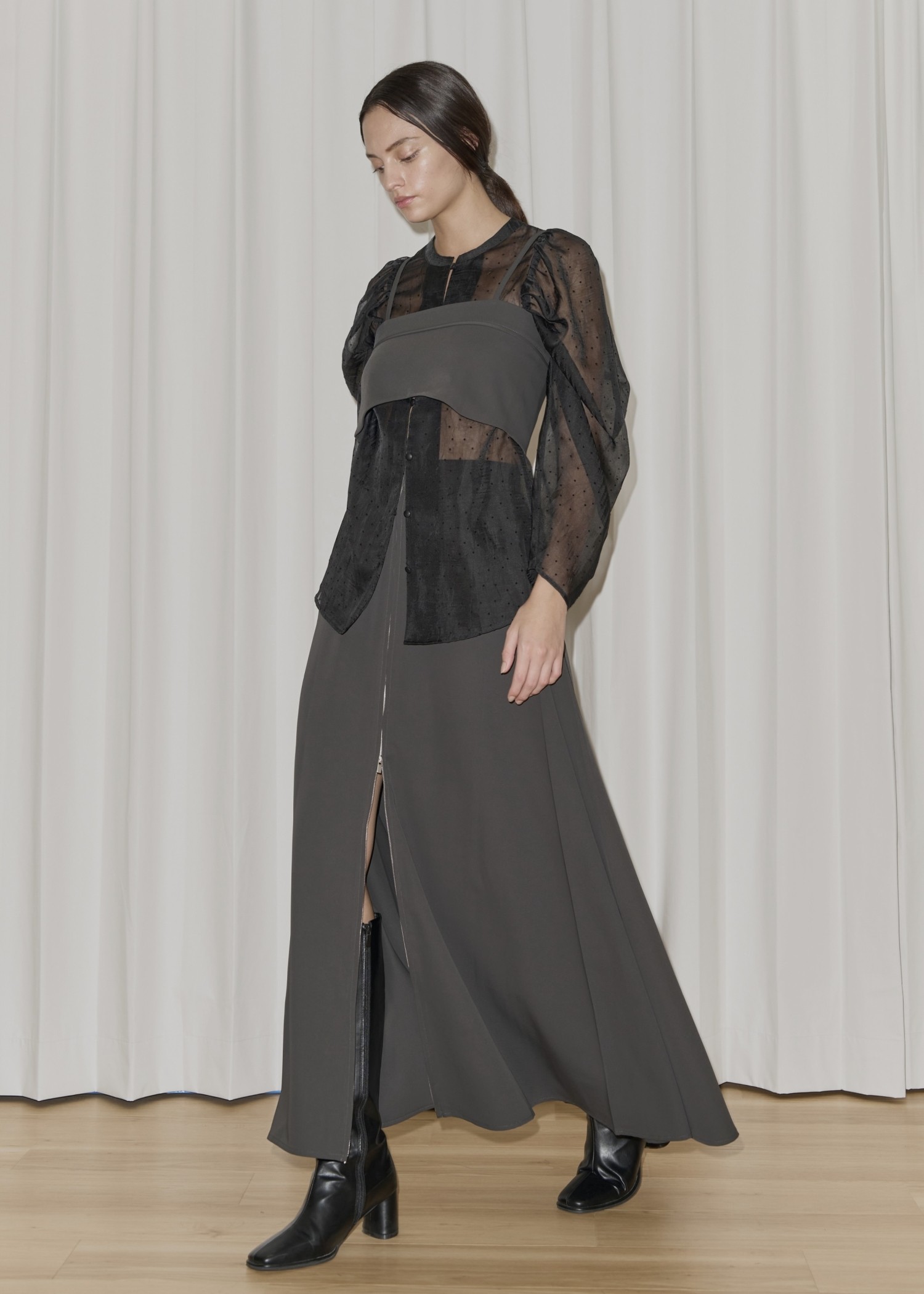 georgette bustier & side tuck skirt SET UP