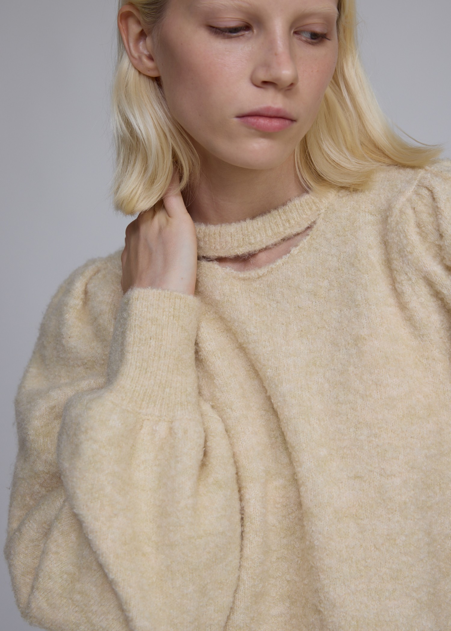 mortice neck S/PT set knit OP