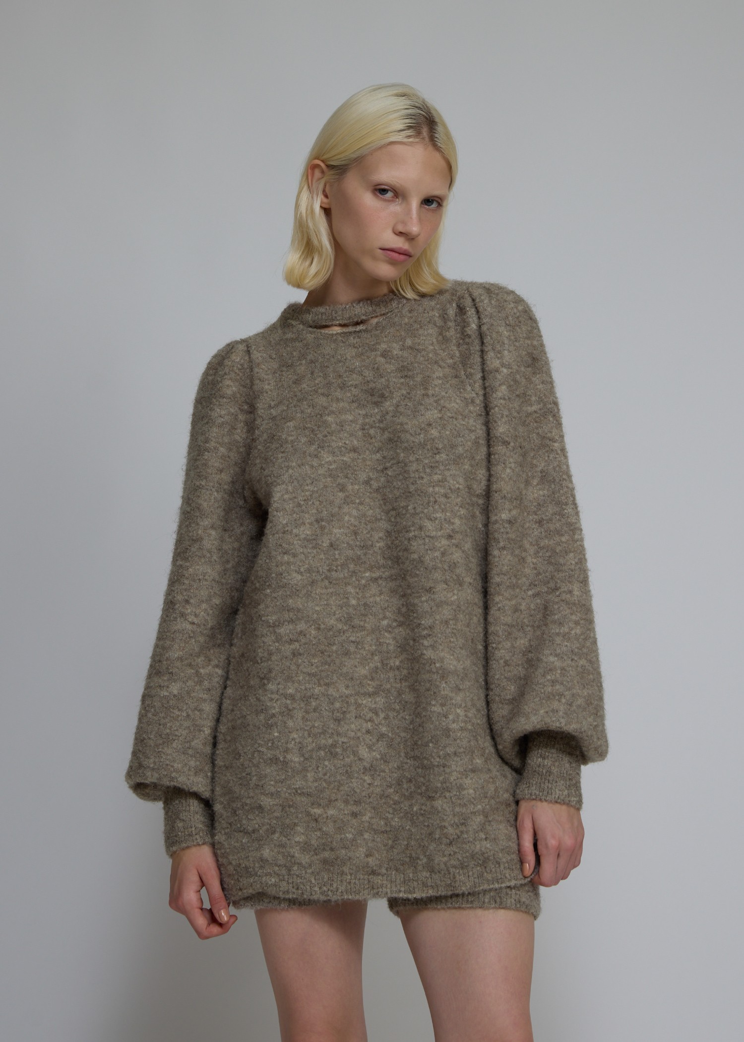 mortice neck S/PT set knit OP