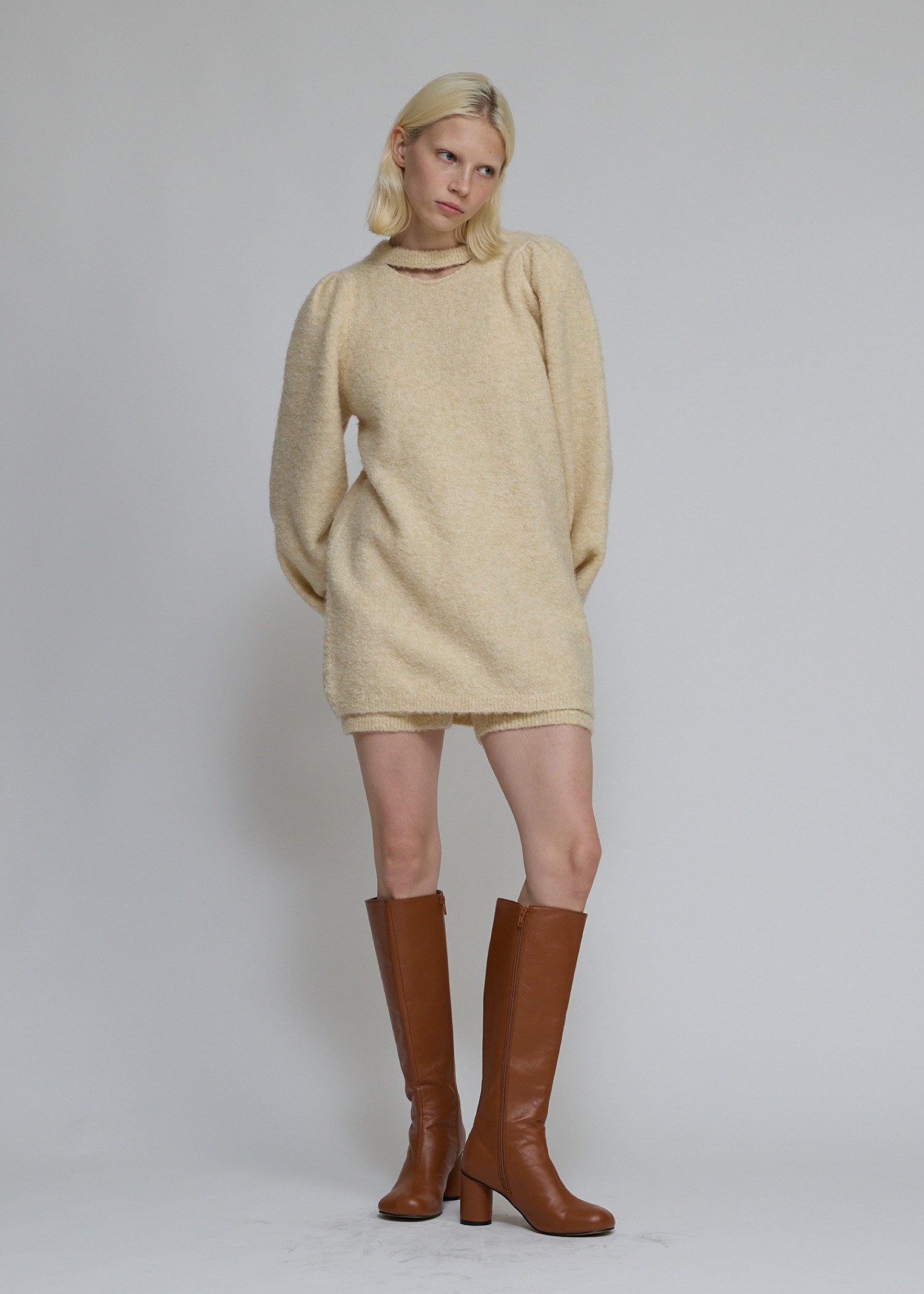 mortice neck S/PT set knit OP