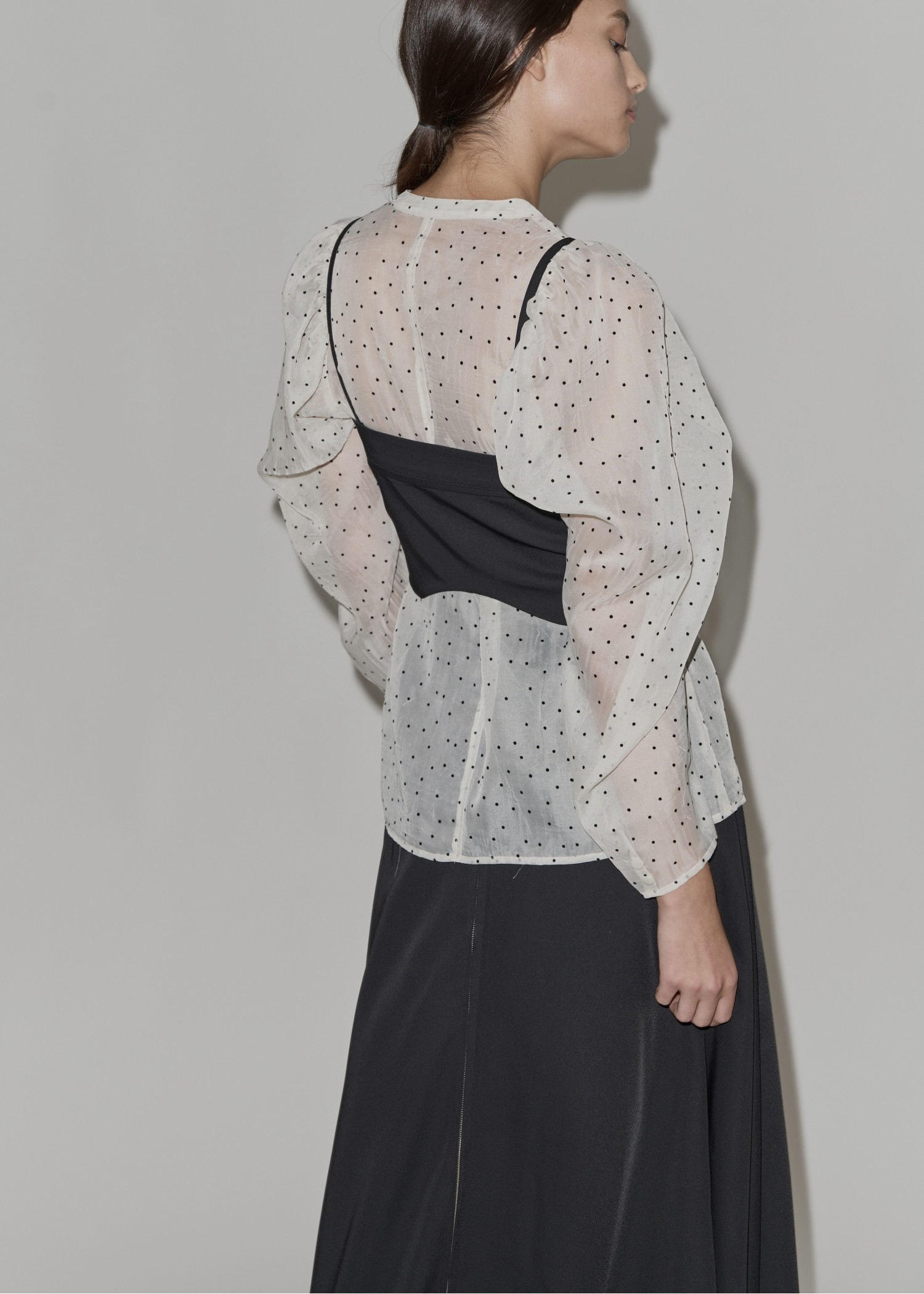 volume gather sleeve dot sheer BL