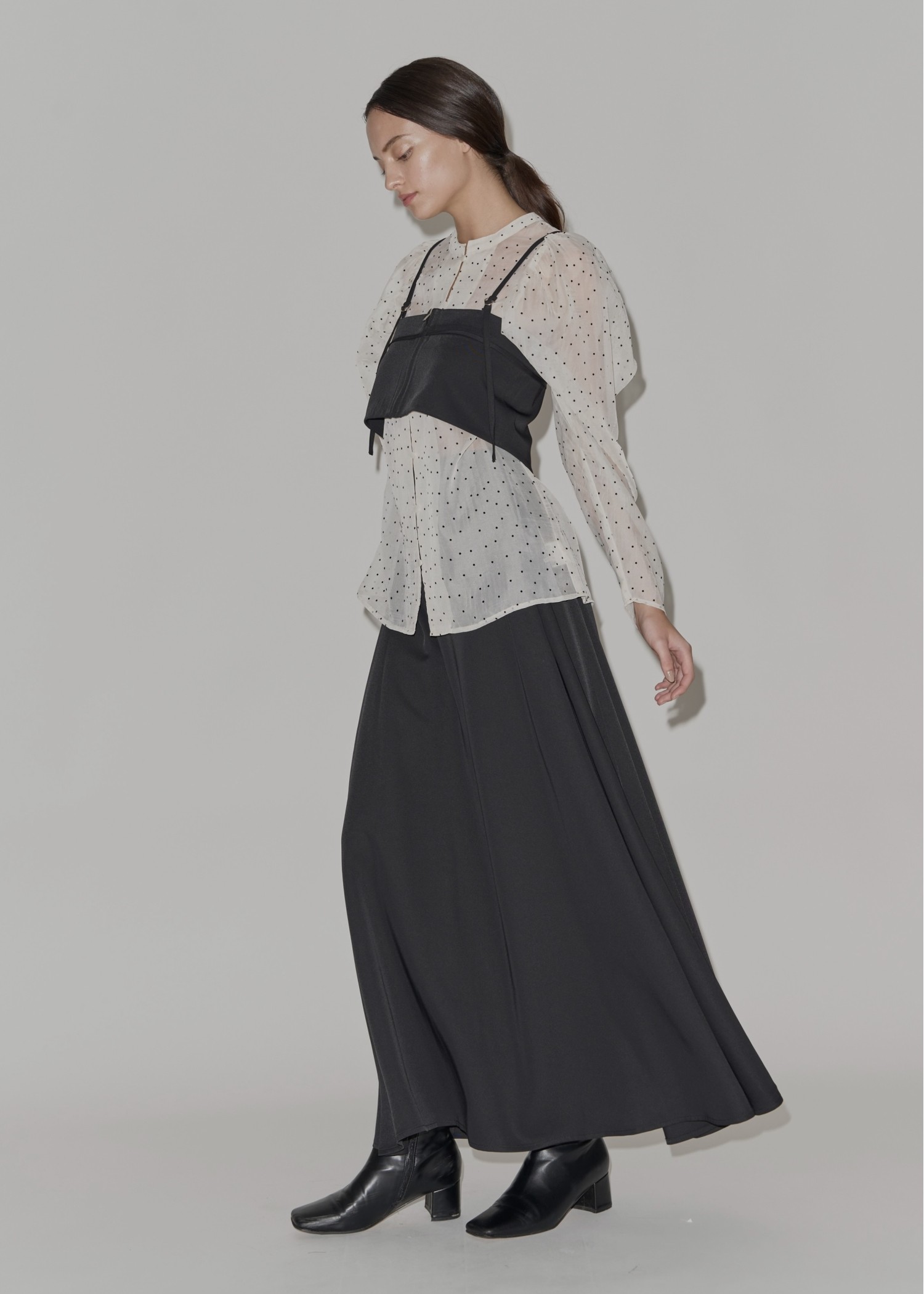 volume gather sleeve dot sheer BL