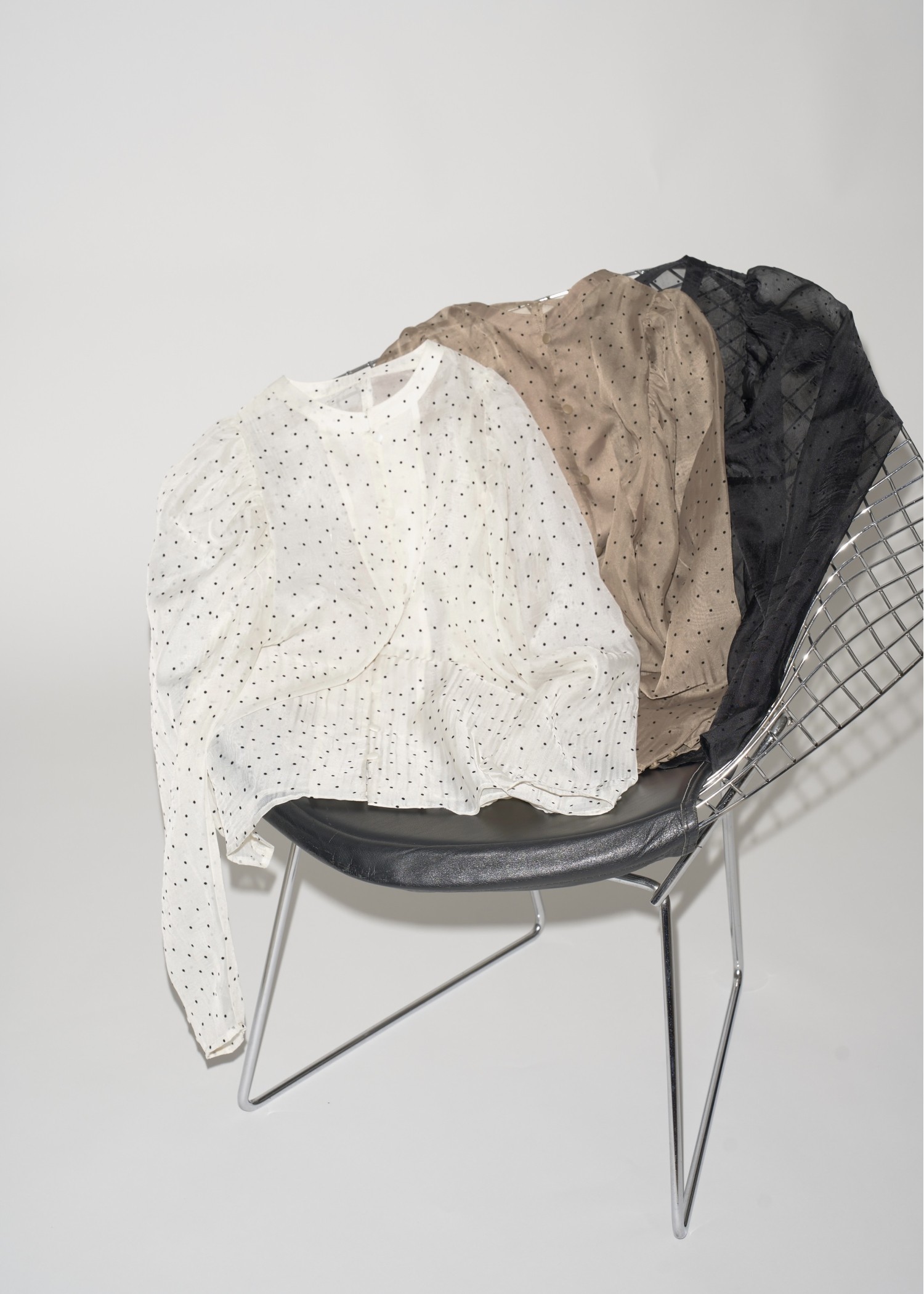 volume gather sleeve dot sheer BL