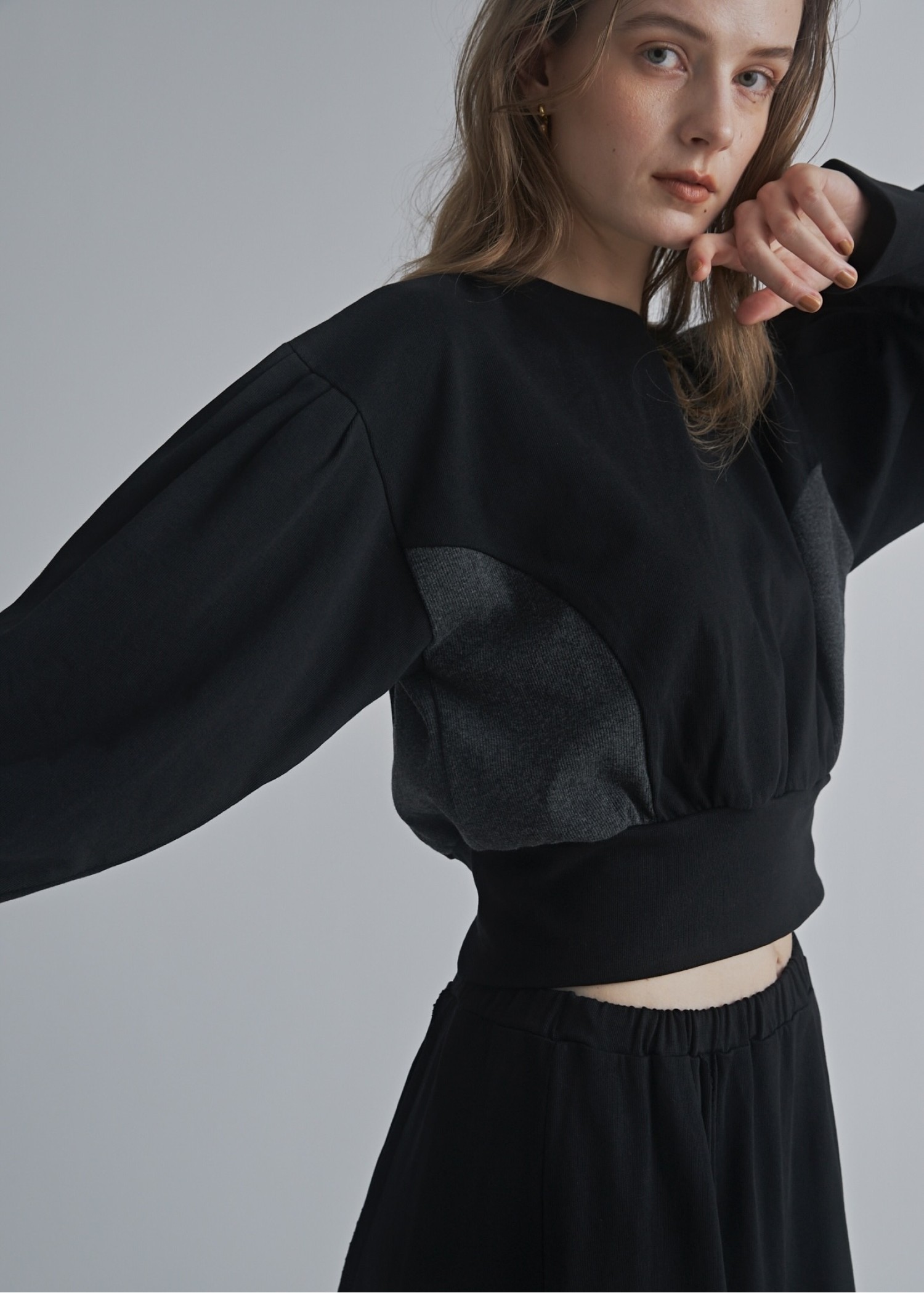 side rib shirt detail long cuffs tops