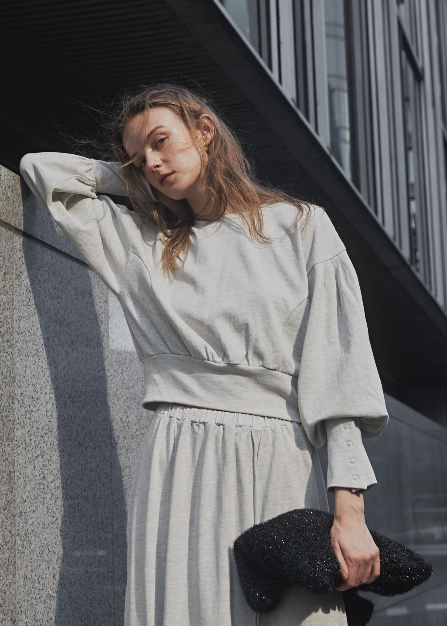 side rib shirt detail long cuffs tops