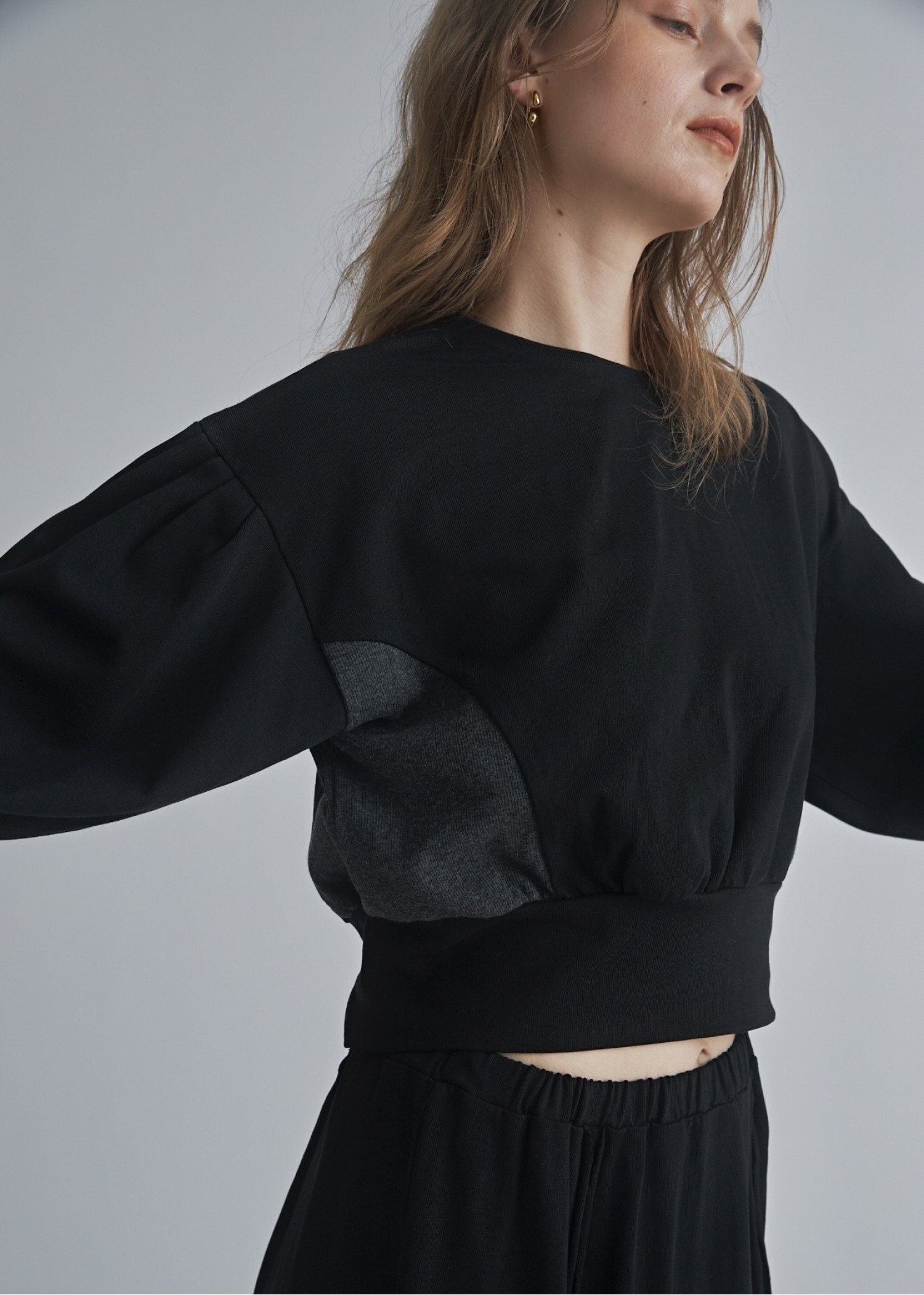 side rib shirt detail long cuffs tops