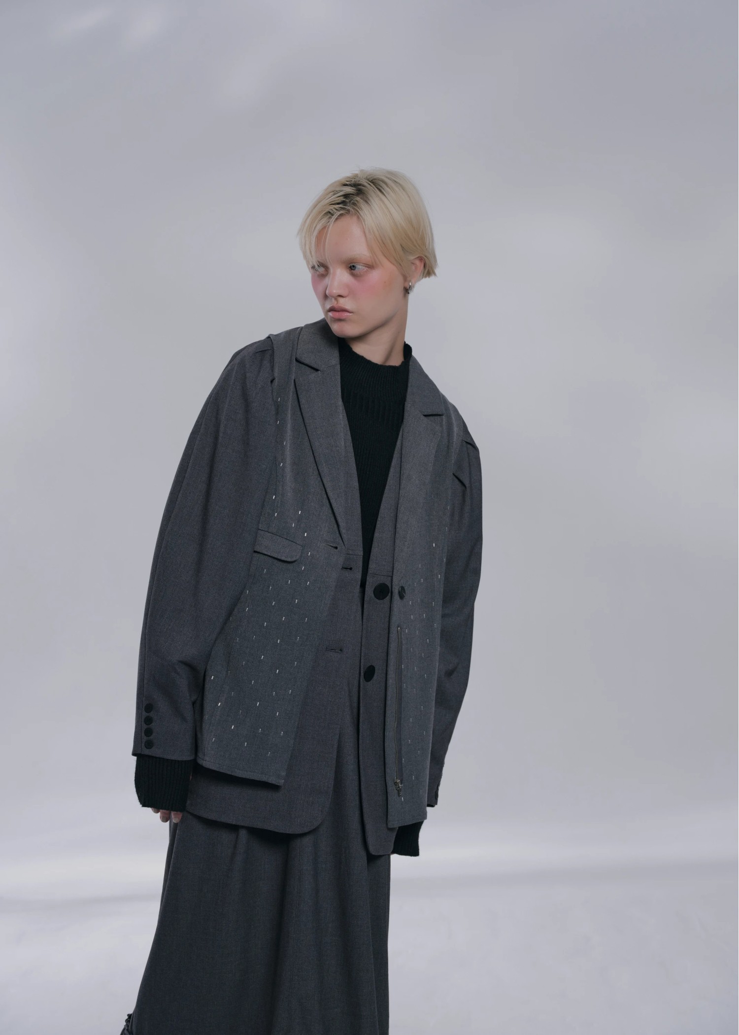 tailor collar studs zip gilet