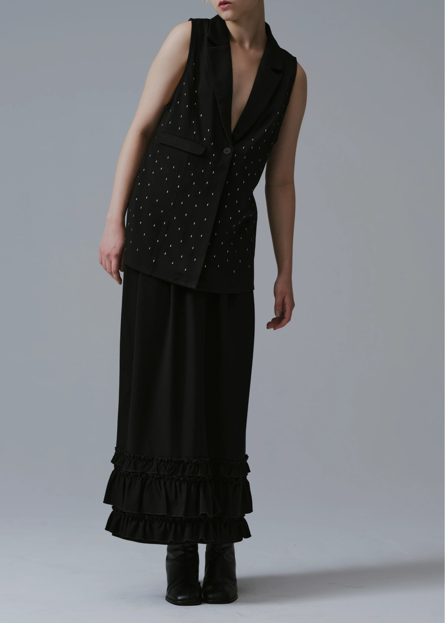 tailor collar studs zip gilet