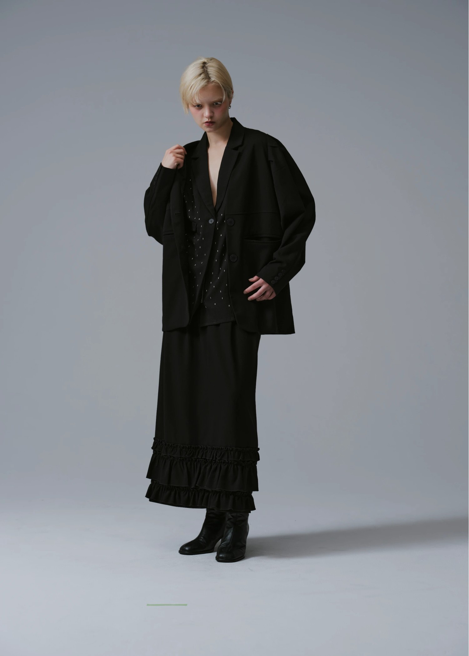 tailor collar studs zip gilet