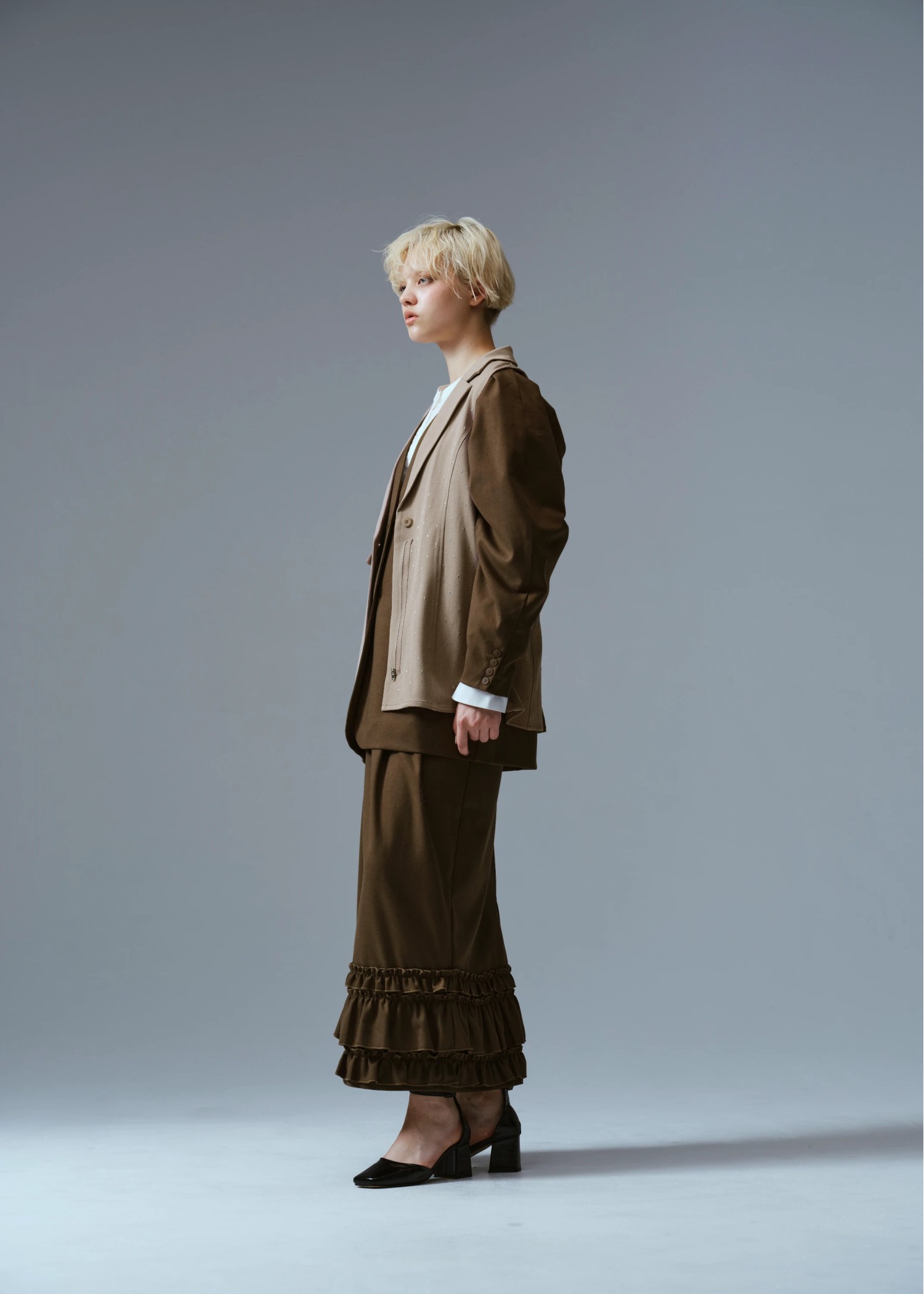 tailor collar studs zip gilet