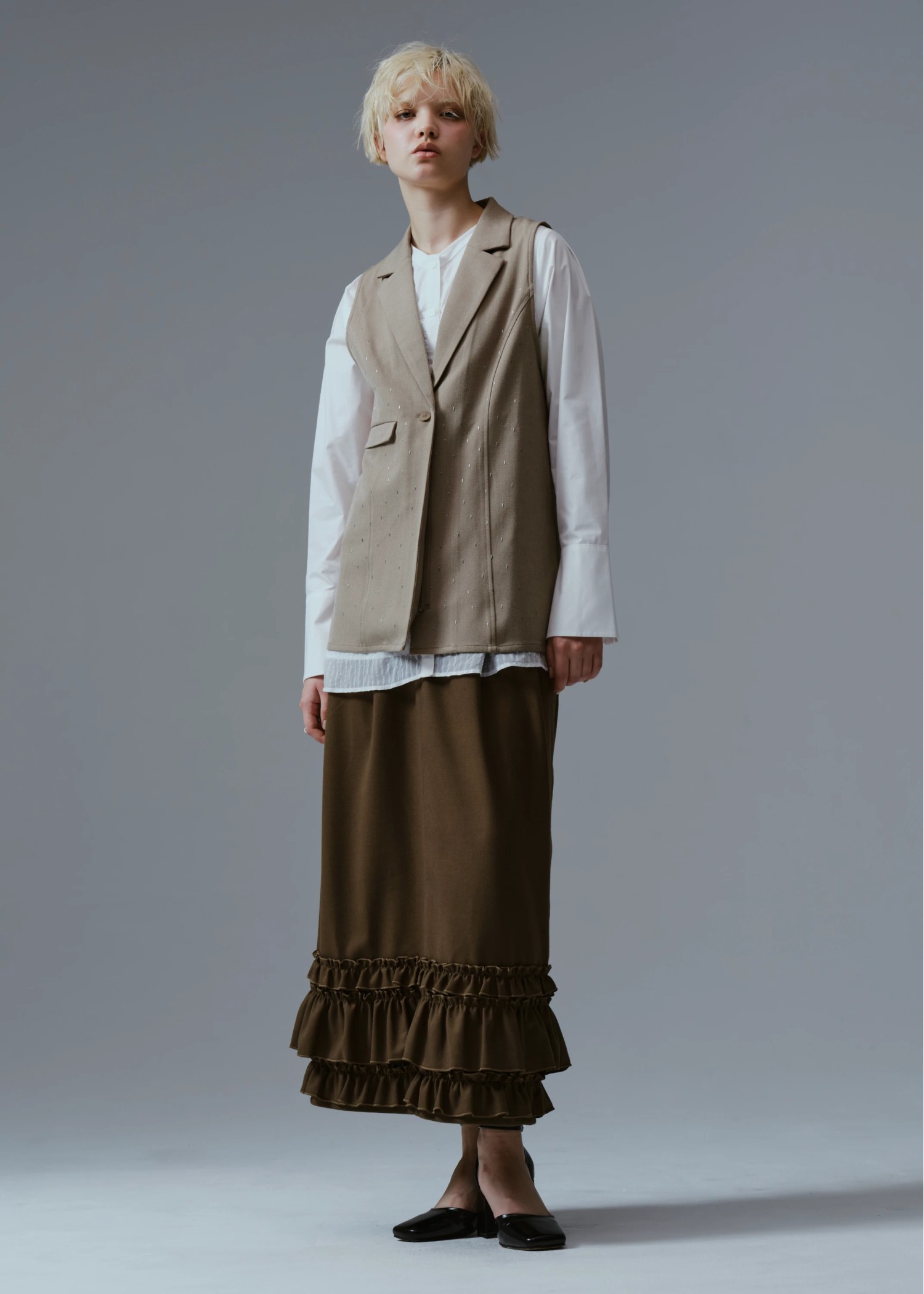 tailor collar studs zip gilet