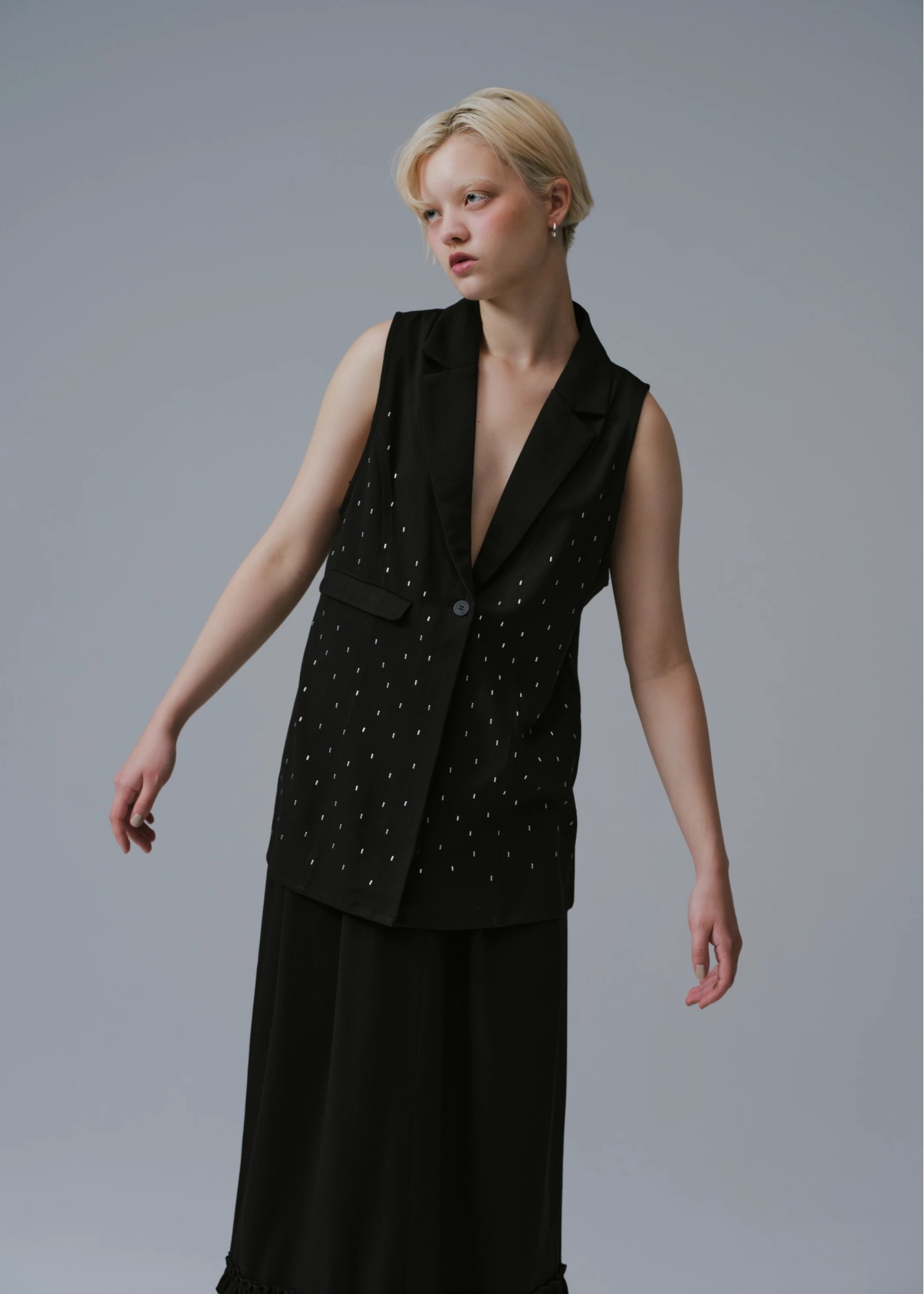 tailor collar studs zip gilet