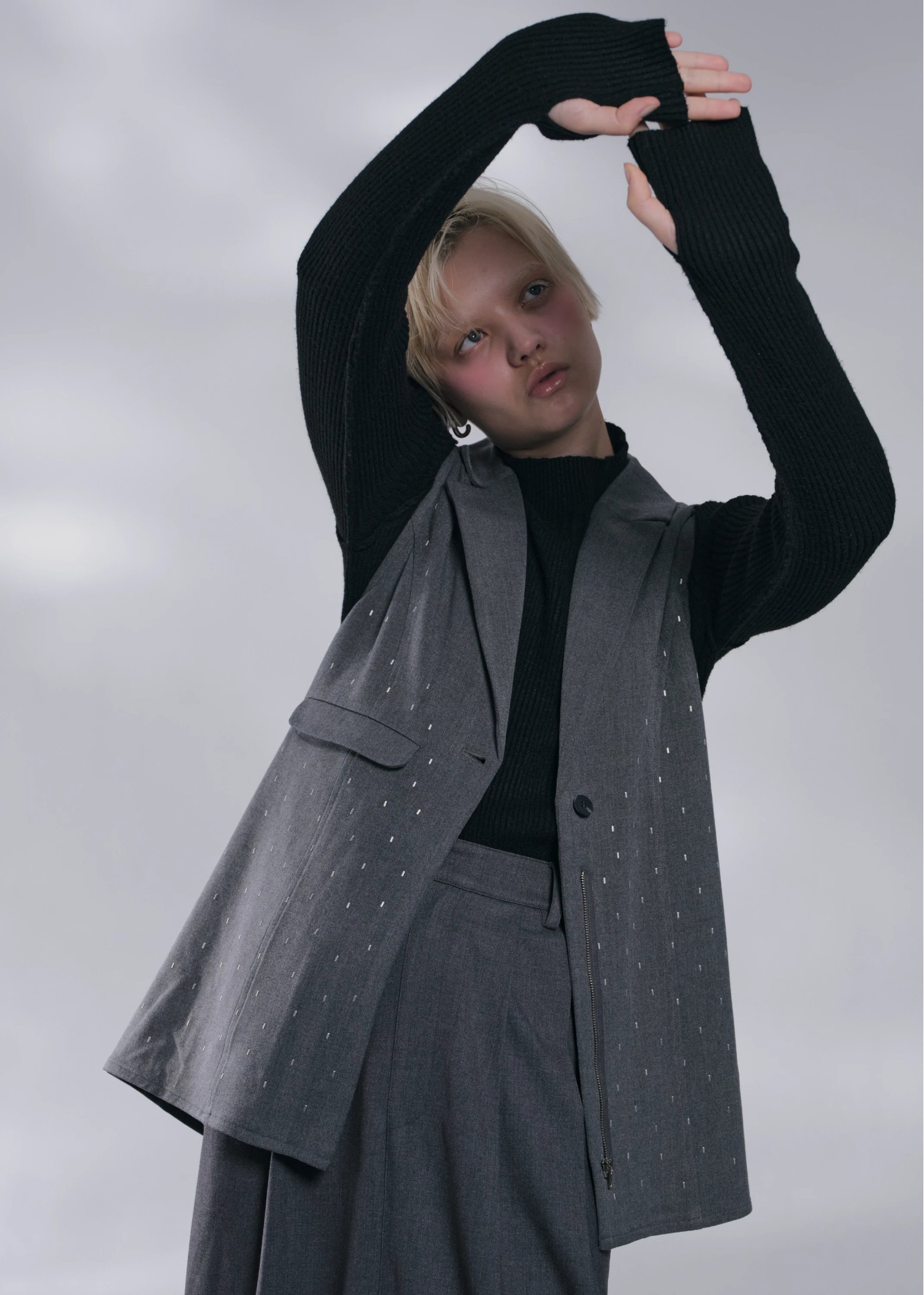 tailor collar studs zip gilet