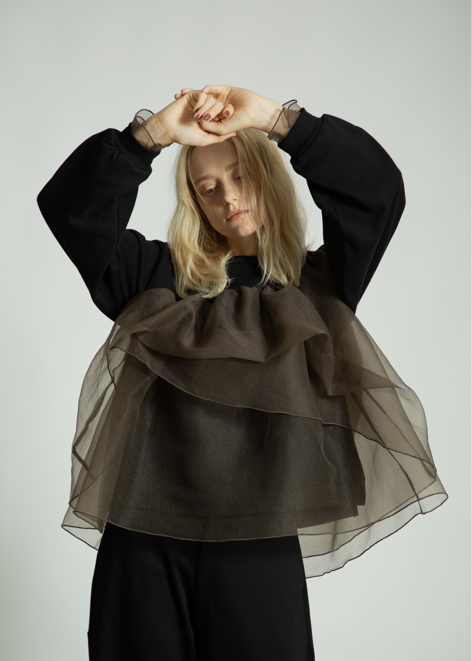 slant organdy docking sweat tops